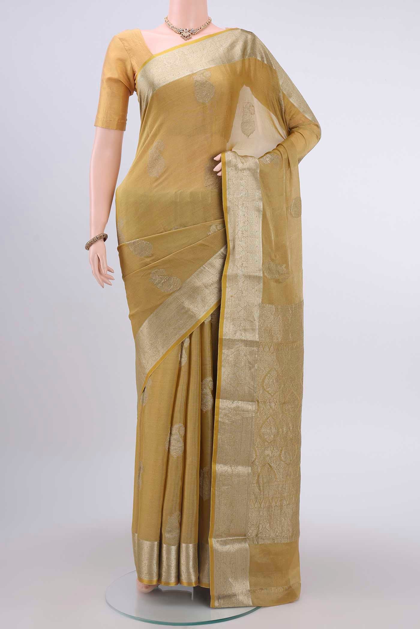 Lemon Yellow Mysore Georgette Saree