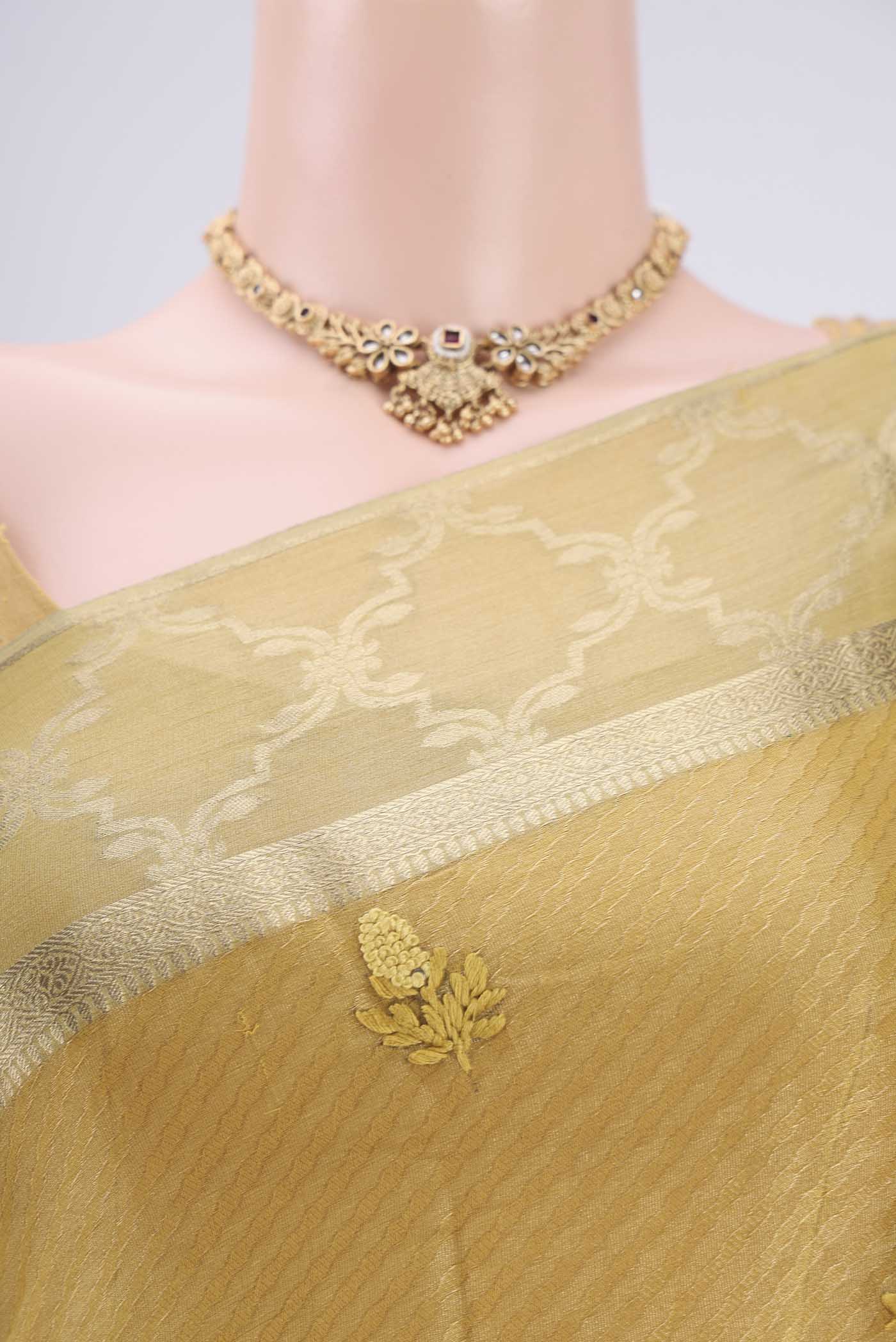 Gold Mysore Georgette Saree - Image 2