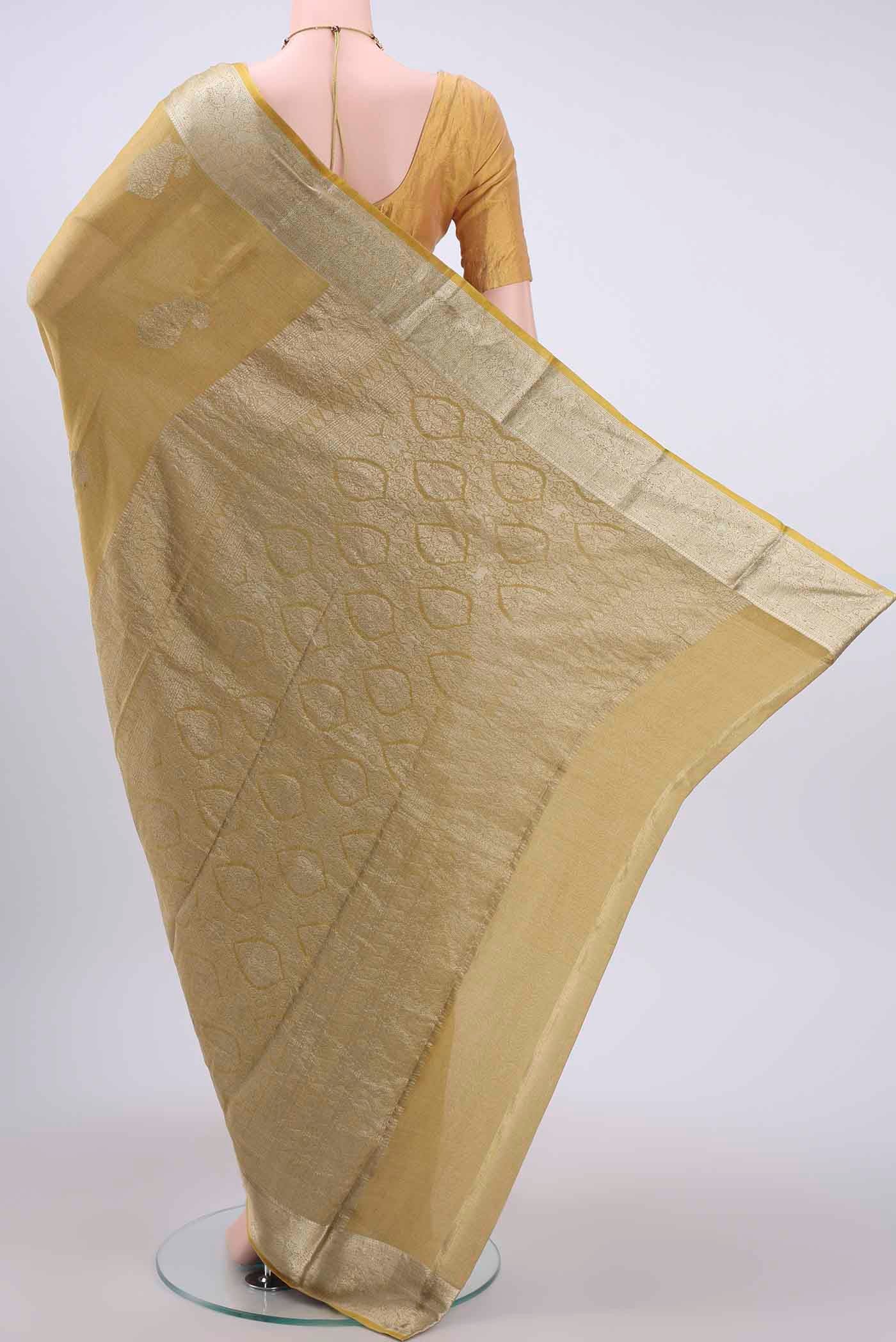 Lemon Yellow Mysore Georgette Saree - Image 3