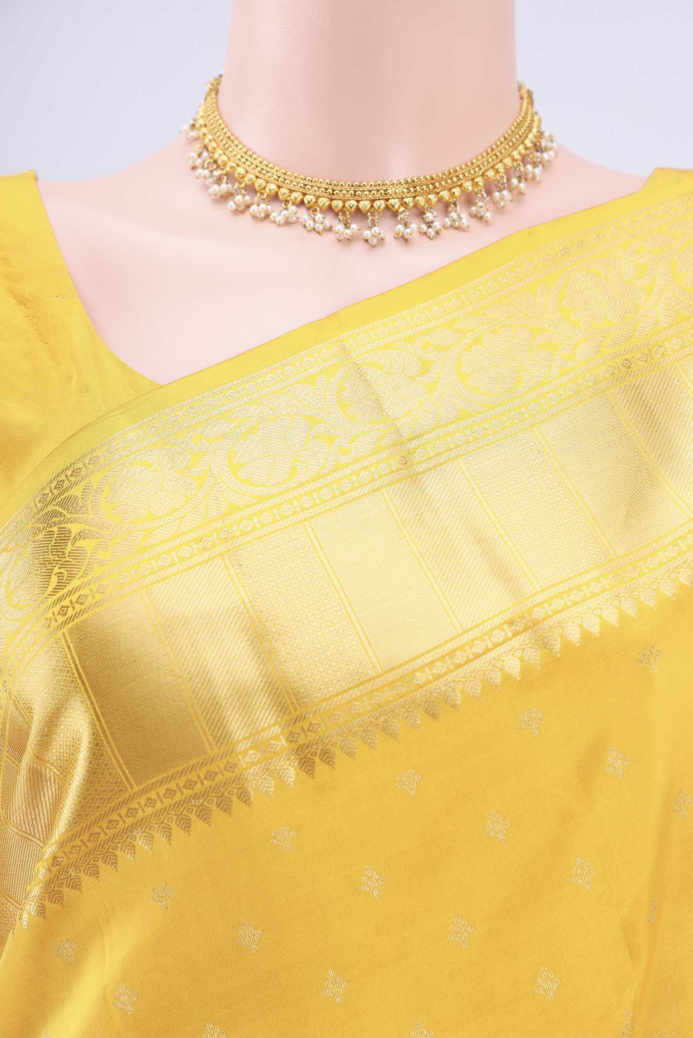 Lemon Yellow Nangavalli Silk [ Salem ] Saree - Image 2