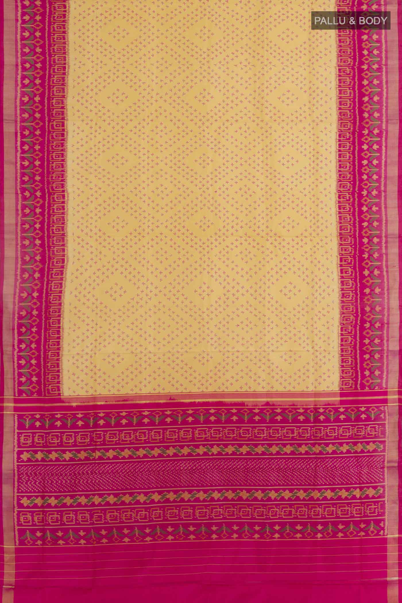 Lemon Yellow Rajkot Patola Silk Saree - Image 3
