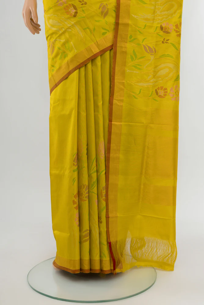 Lemon Yellow Uppada Silk Saree - Image 3