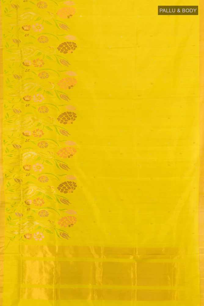 Lemon Yellow Uppada Silk Saree - Image 5