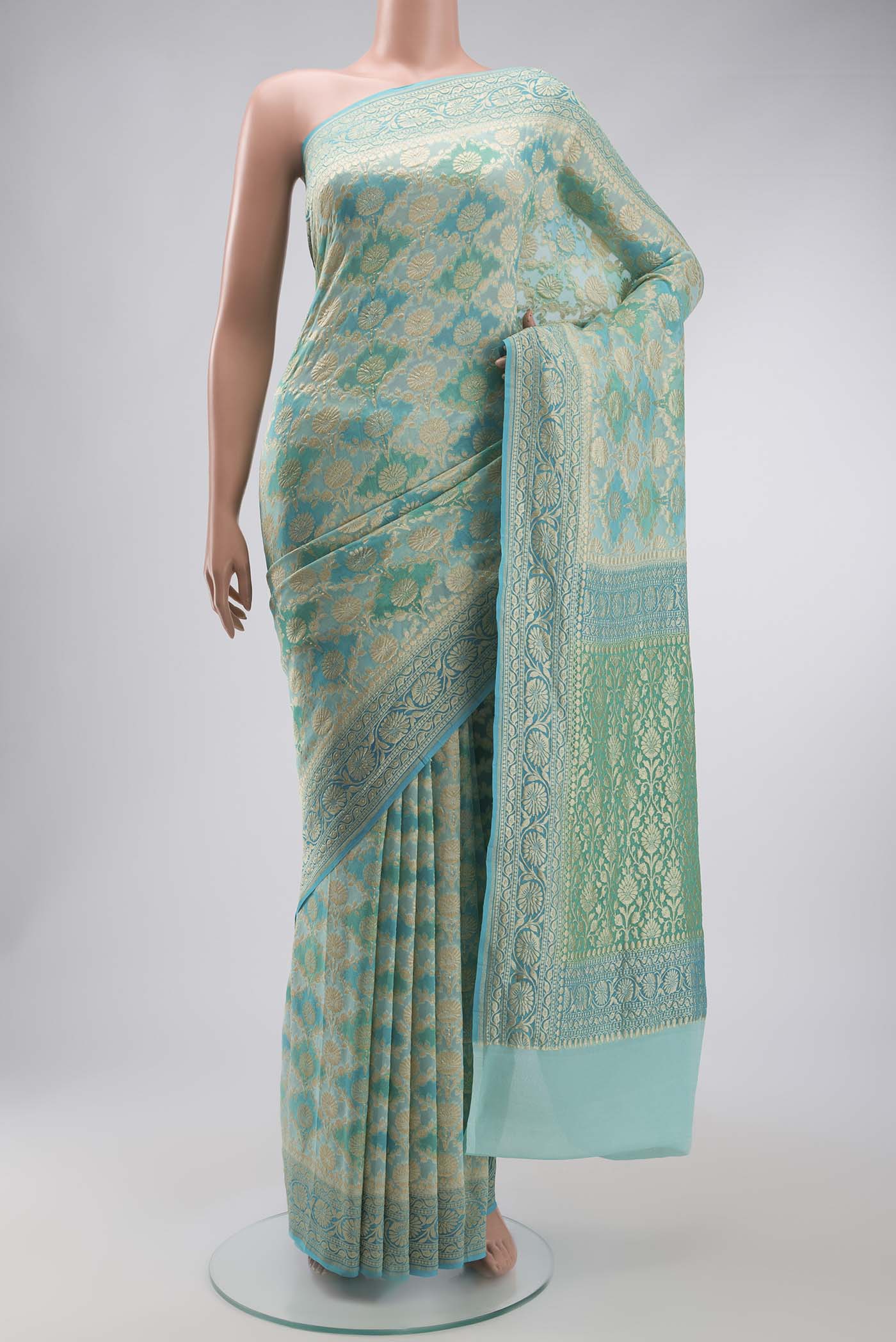 Light Blue Banarasi Georgette Saree