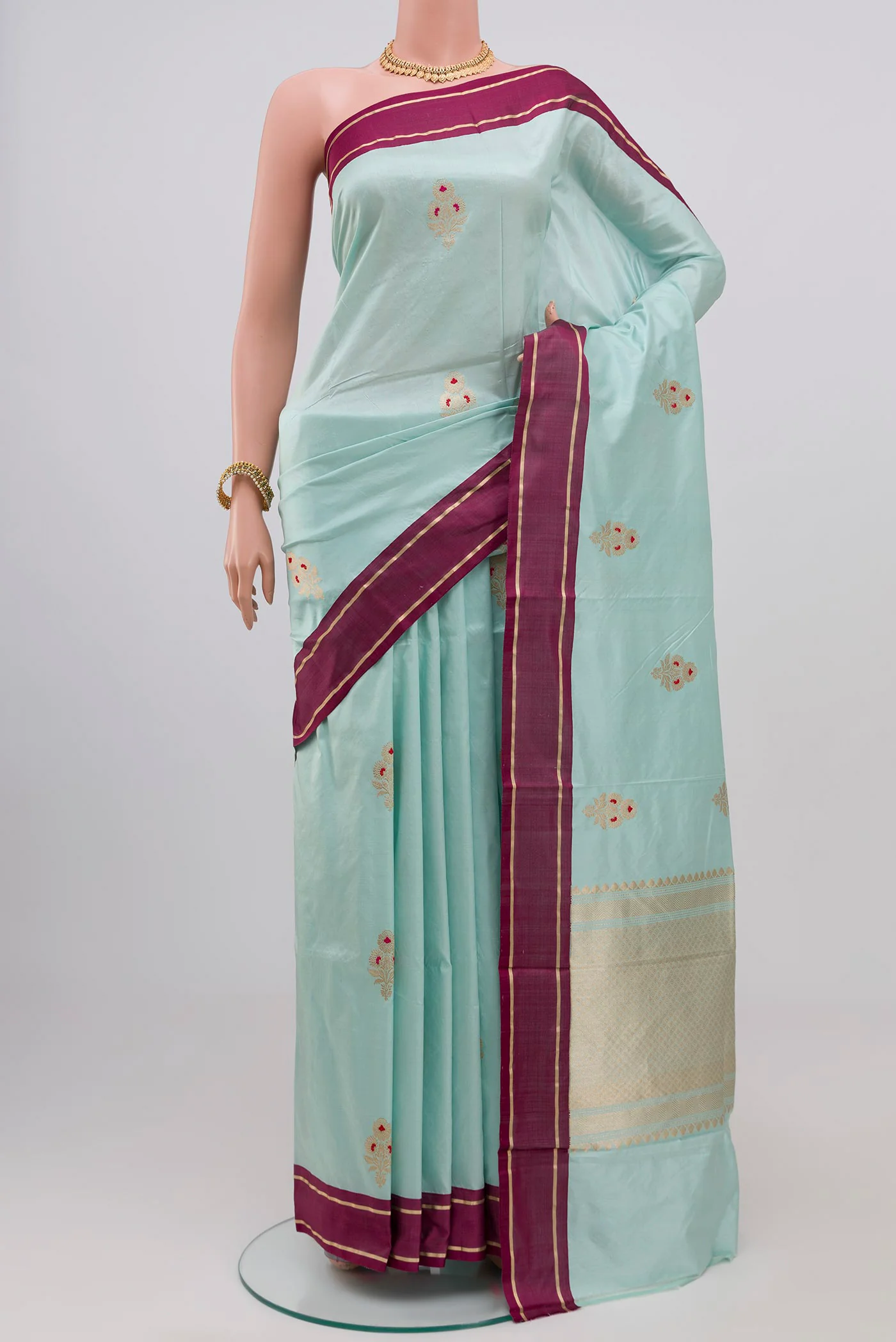Light Blue Banarasi Katan Silk Saree