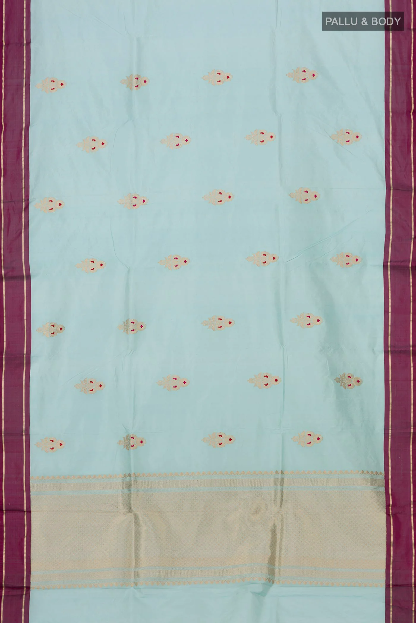 Light Blue Banarasi Katan Silk Saree - Image 5