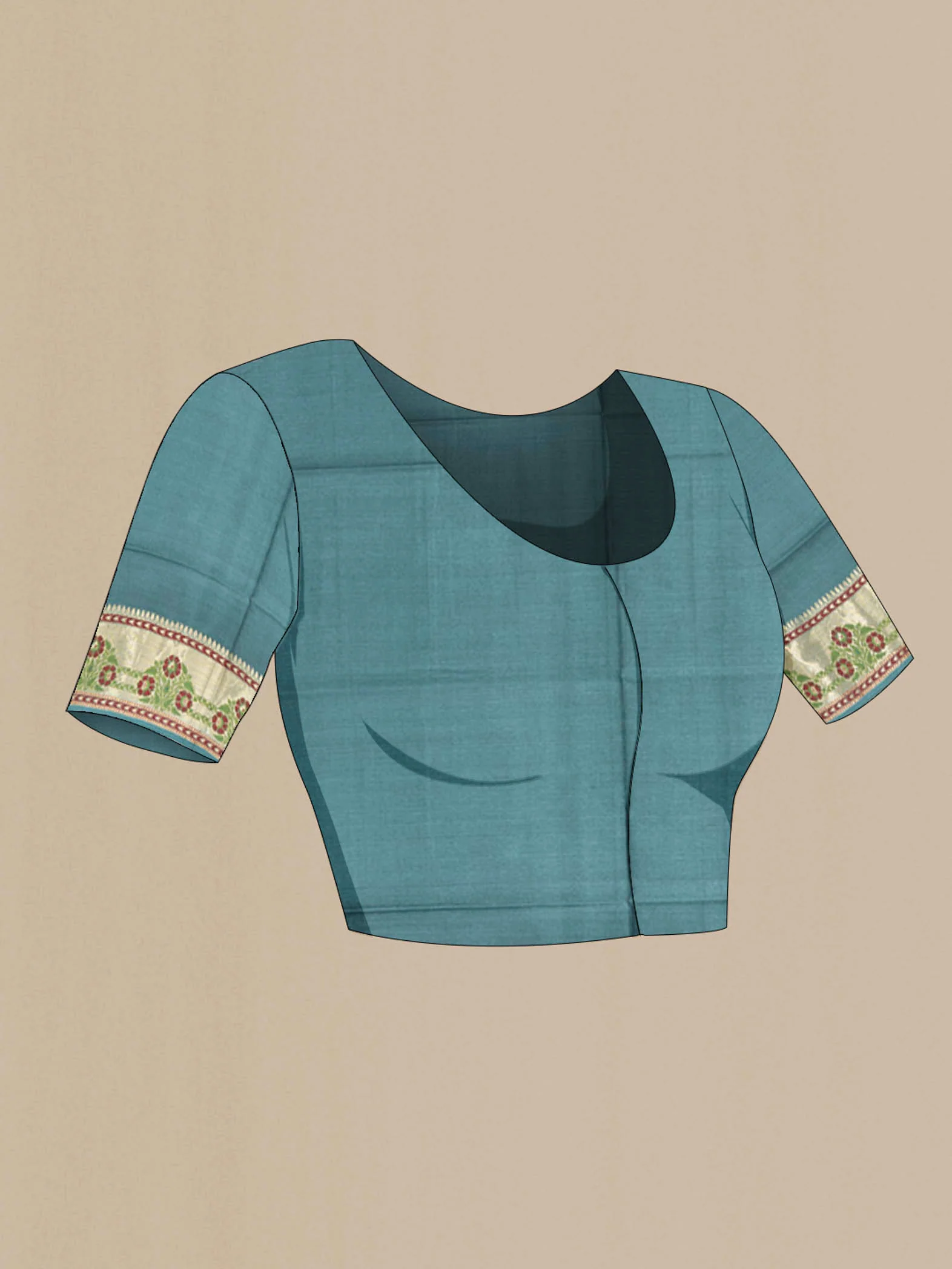 Teal Banarasi Raw Silk Saree - Image 2