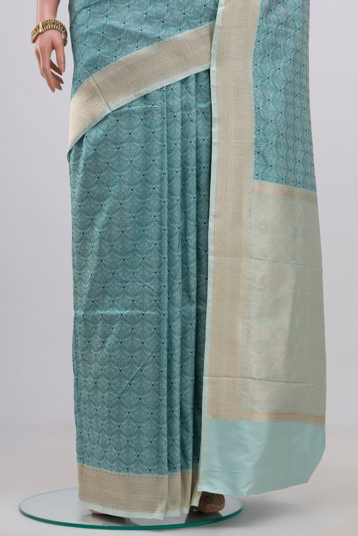 Light Blue Banarasi Silk Saree - Image 3