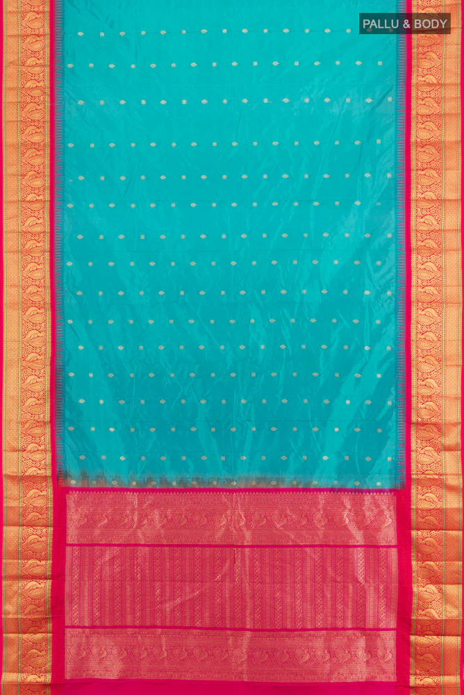 Blue Blended Bangalore Silk Saree - Image 5
