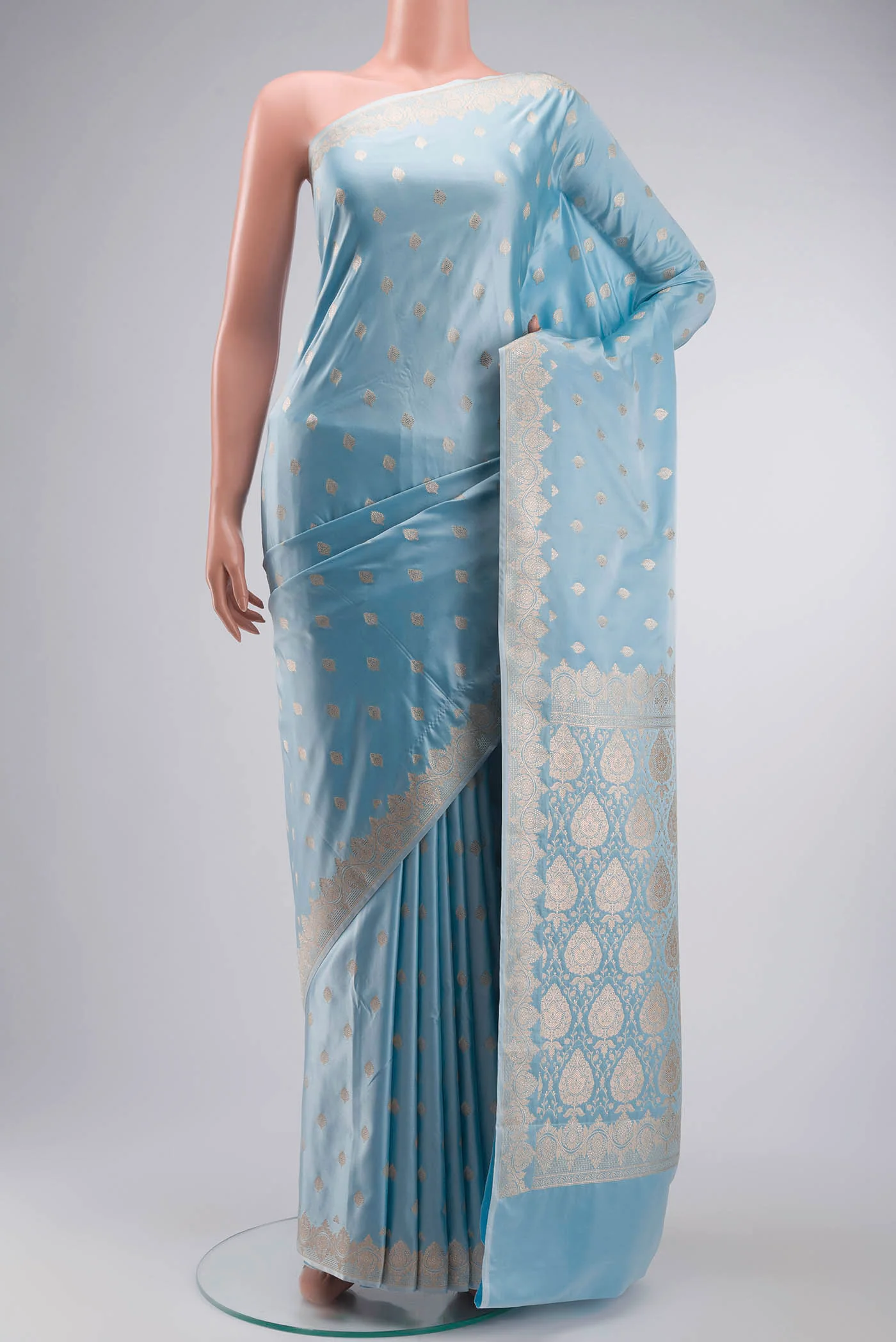Light Blue Blended Banarasi Silk Saree