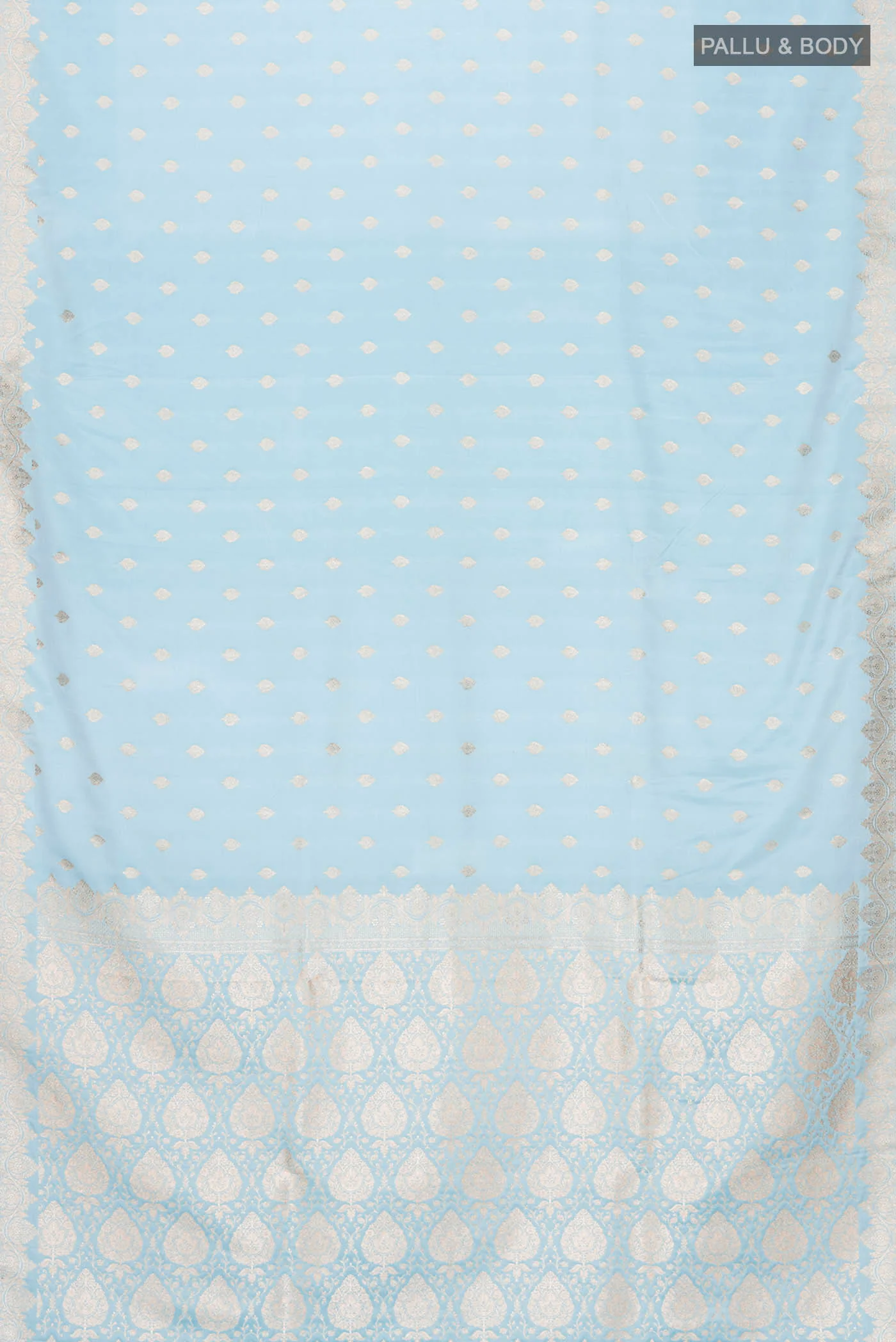 Light Blue Blended Banarasi Silk Saree - Image 3