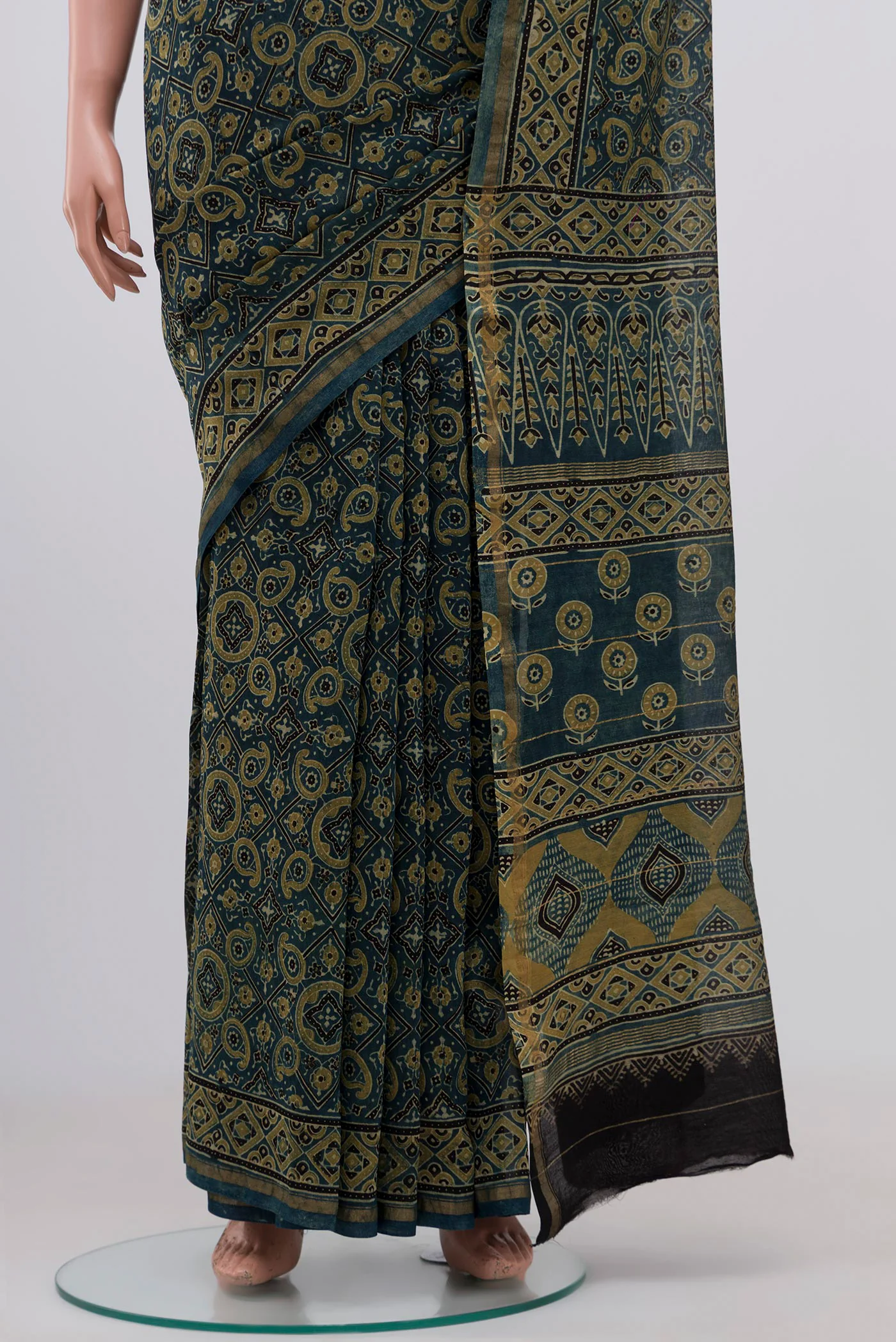 Blue Chanderi Silk Cotton Saree - Image 3