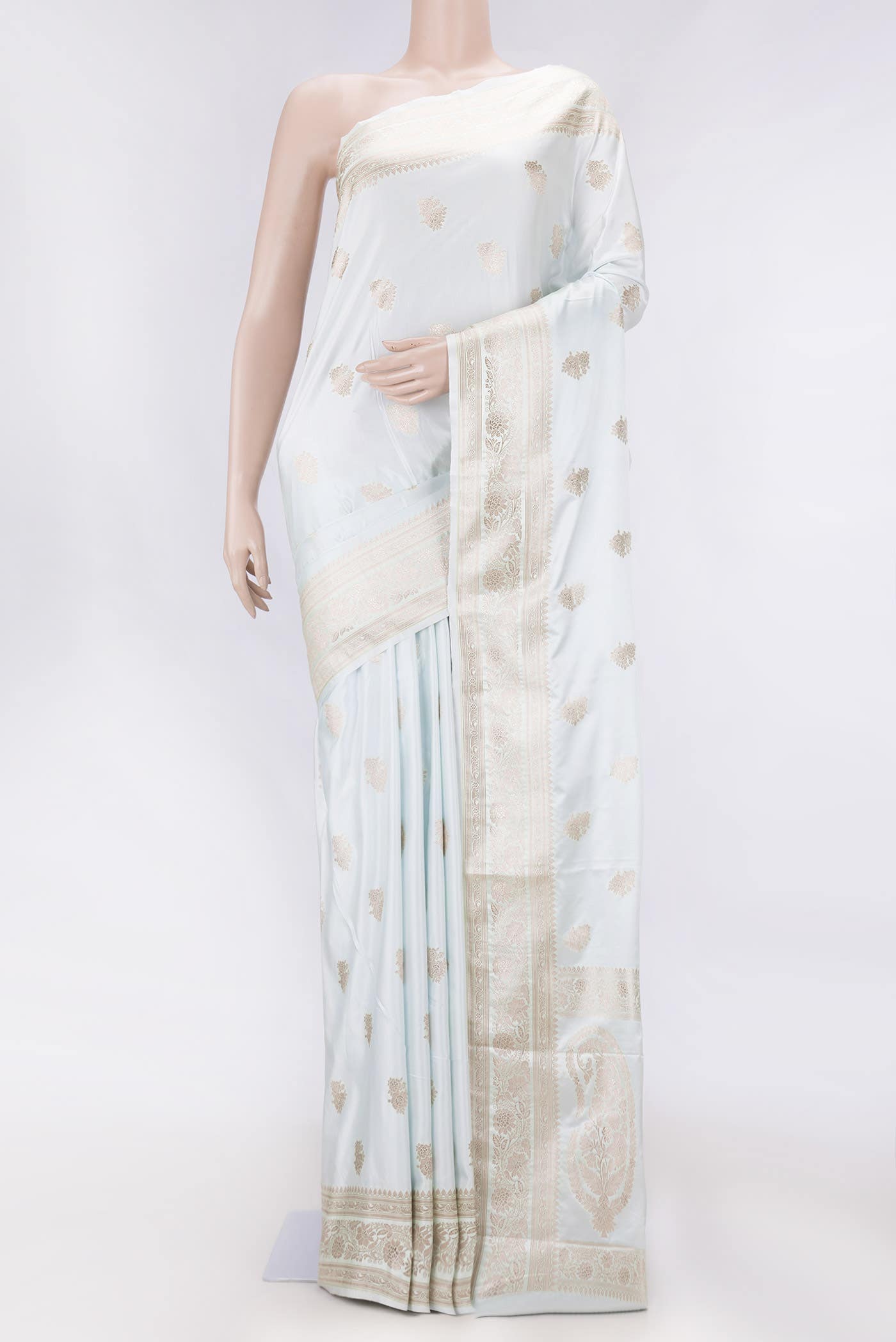 Light Blue Dual Tone Blended Banarasi Silk Saree