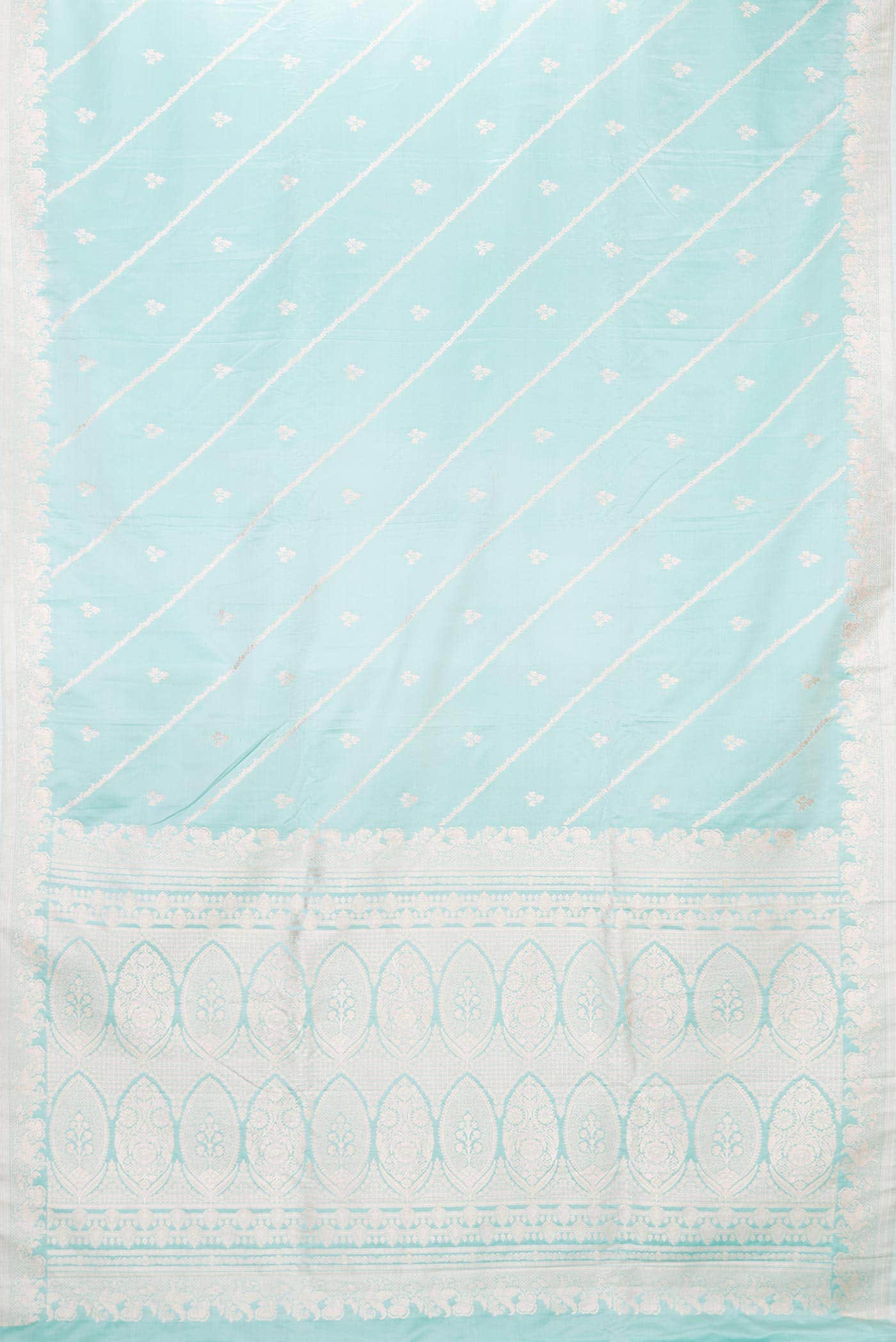 Light Blue Dual Tone Blended Banarasi Silk Saree - Image 2