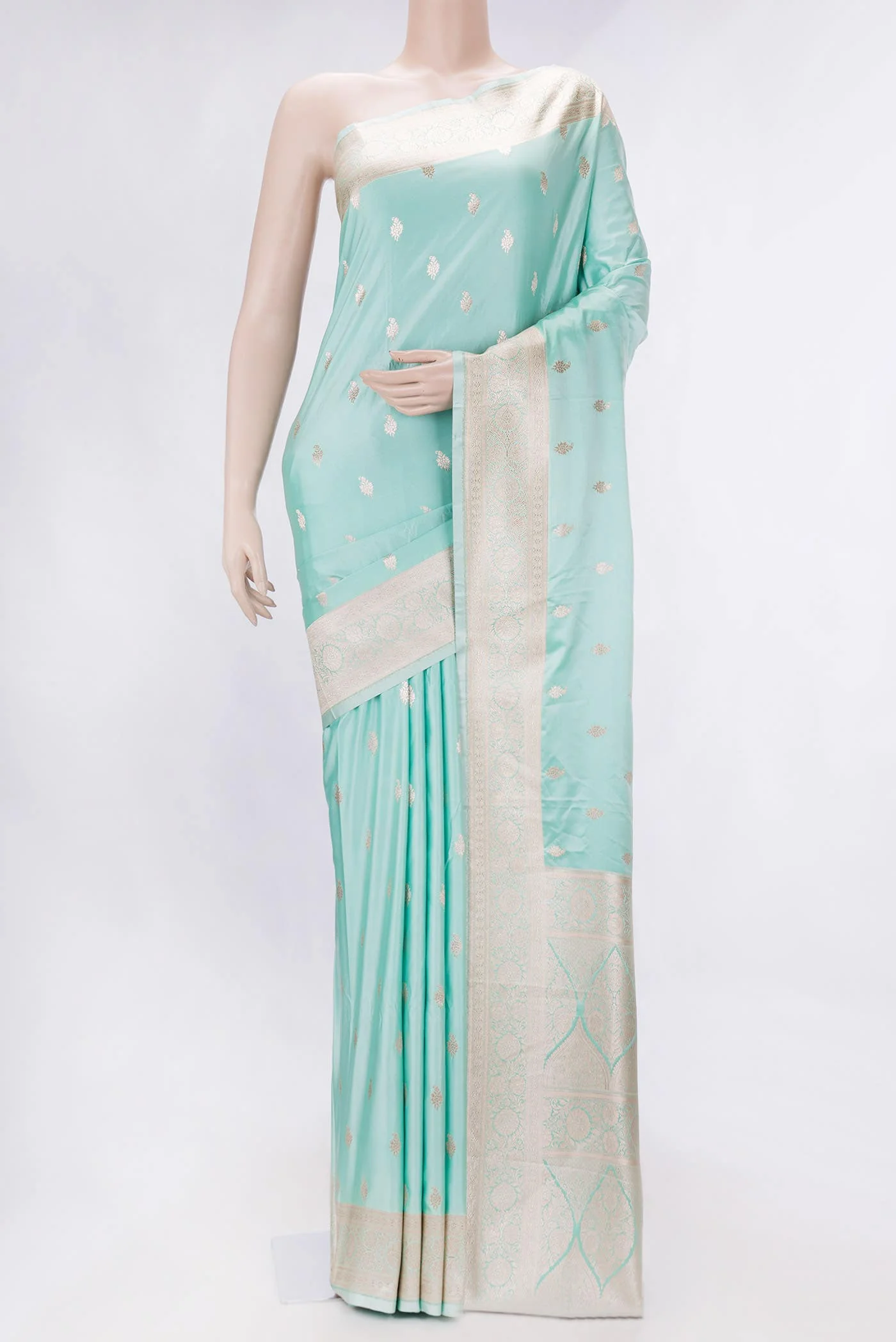 Light Blue Dual Tone Blended Banarasi Silk Saree