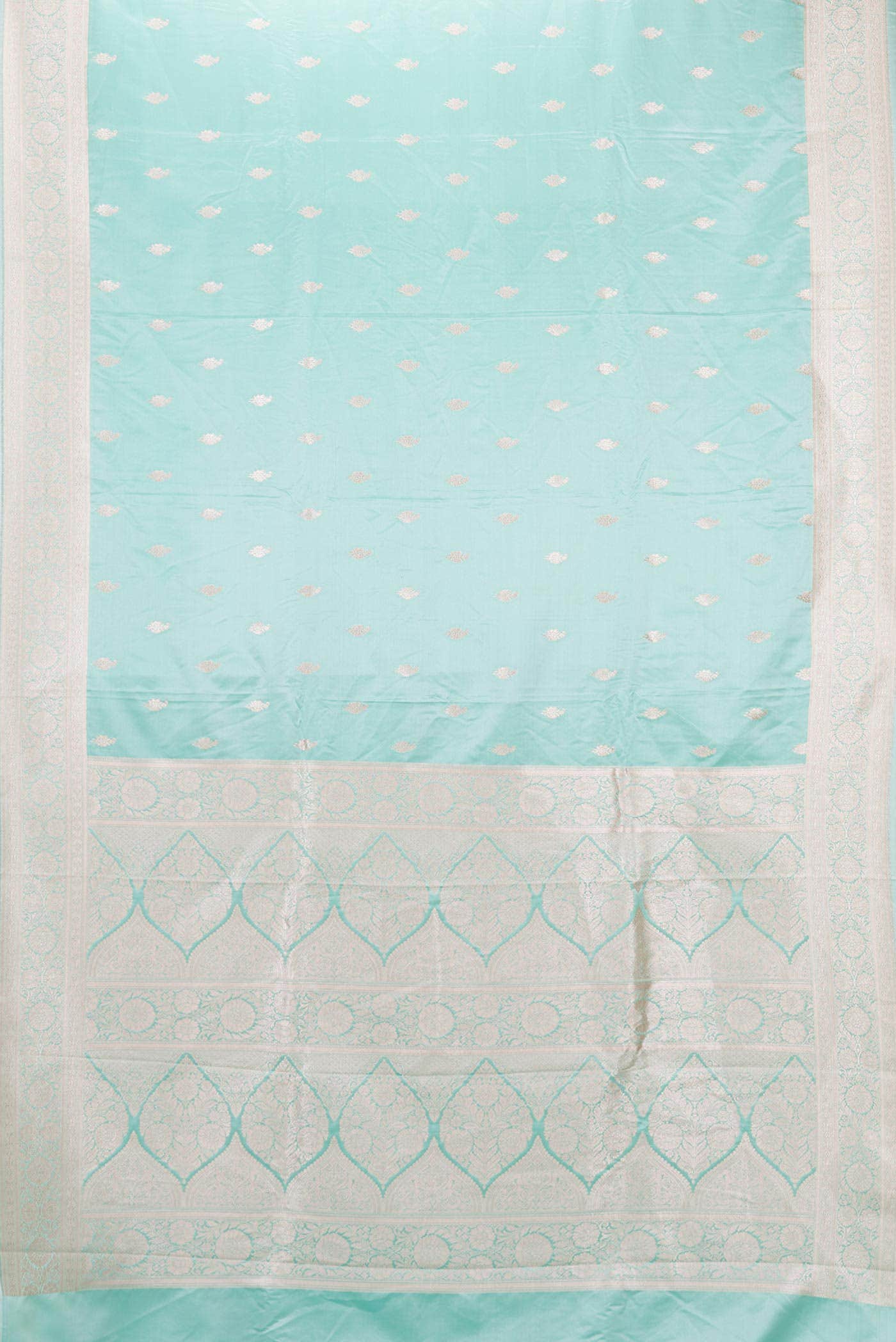 Light Blue Dual Tone Blended Banarasi Silk Saree - Image 2