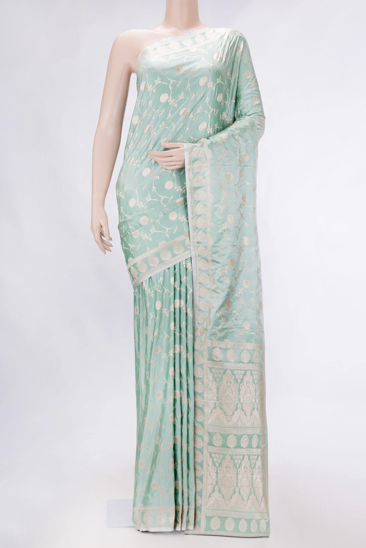 Light Blue Dual Tone Blended Banarasi Silk Saree