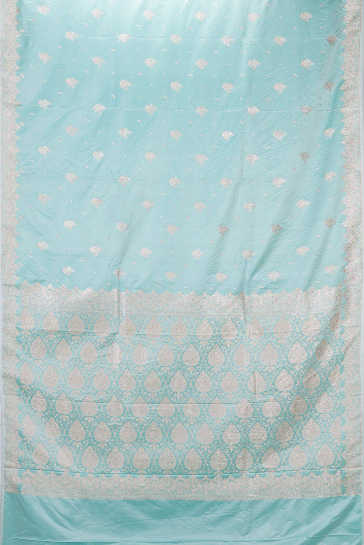 Light Blue Dual Tone Blended Banarasi Silk Saree - Image 2