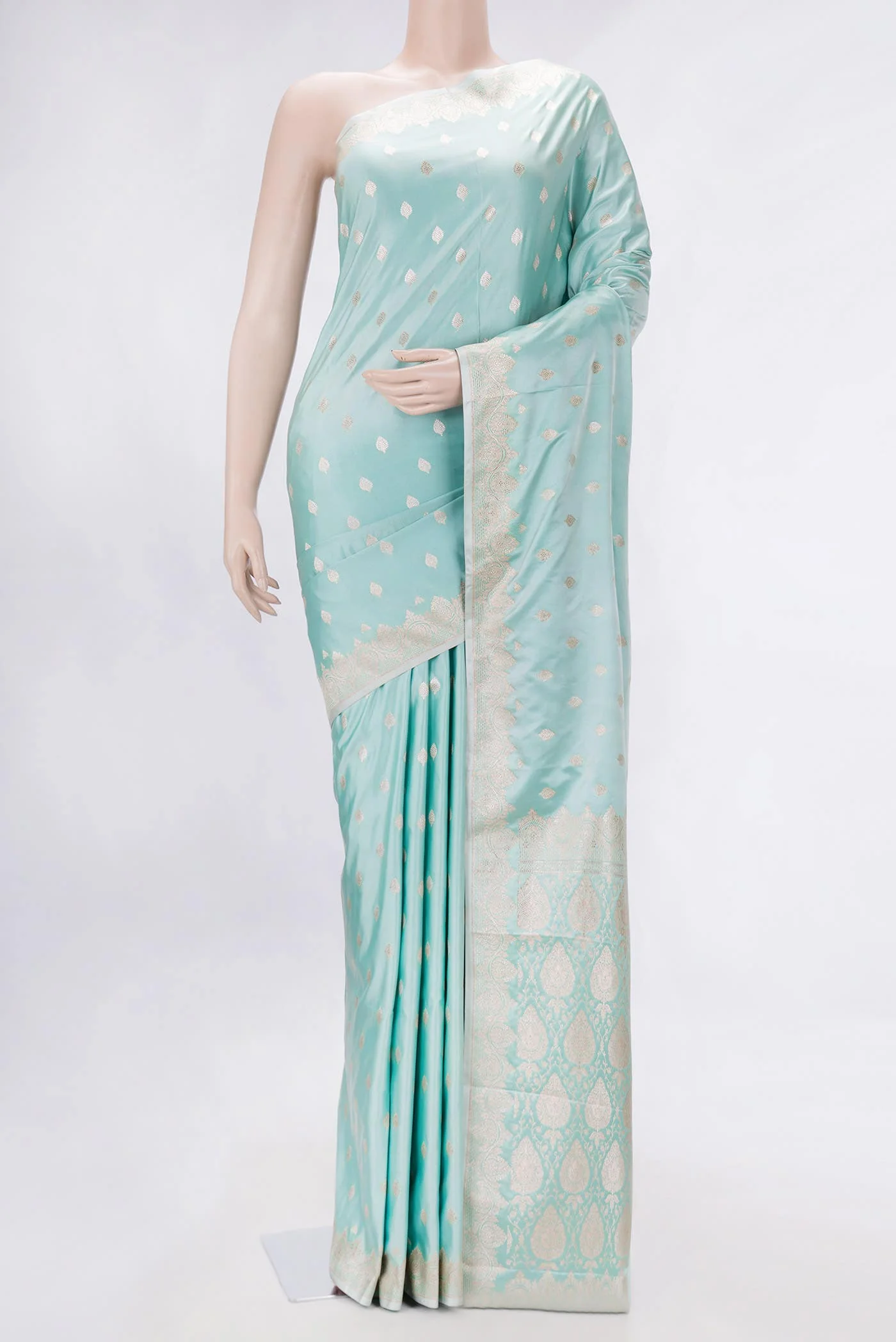 Light Blue Dual Tone Blended Banarasi Silk Saree