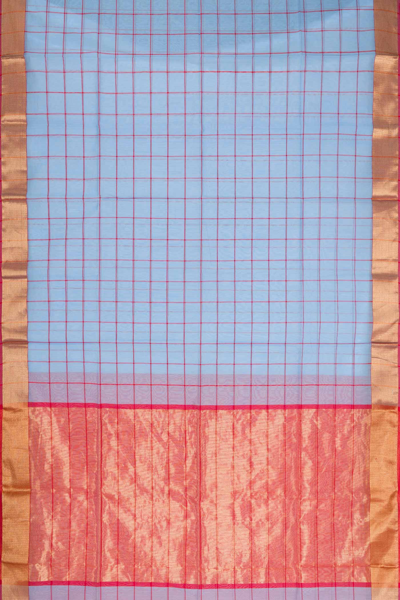 Light Blue Dual Tone Maheshwari Silk Saree - Image 3