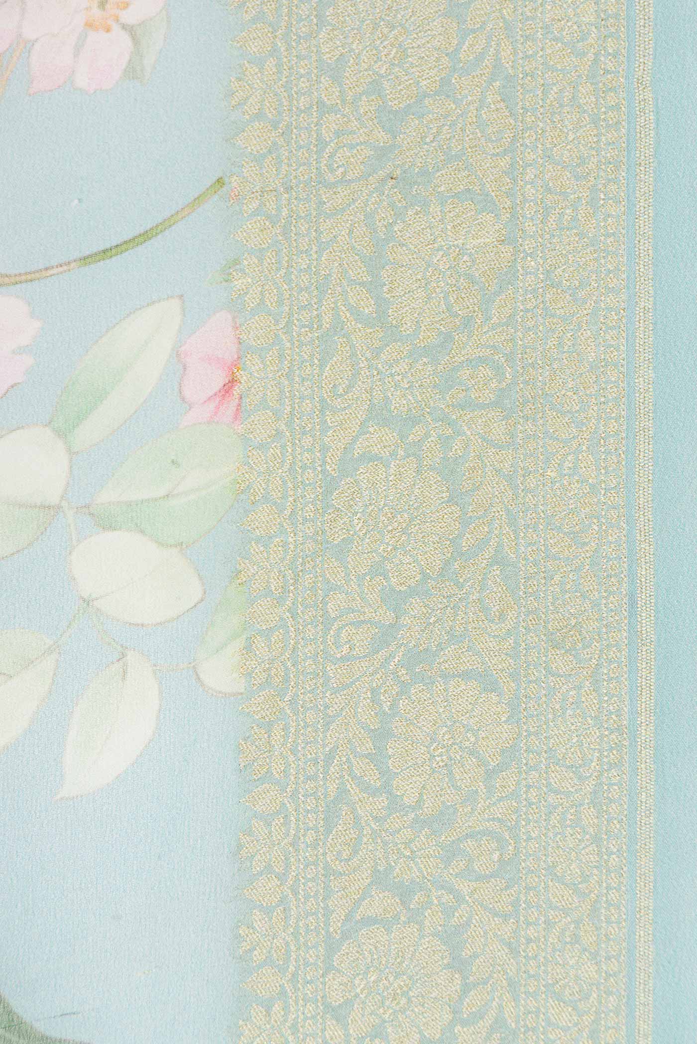 Light Blue Dual Tone Mysore Georgette Saree - Image 3