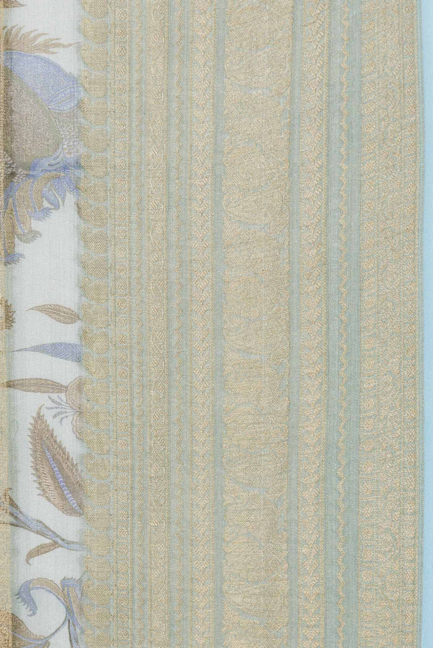 Light Blue Dual Tone Mysore Georgette Saree - Image 3