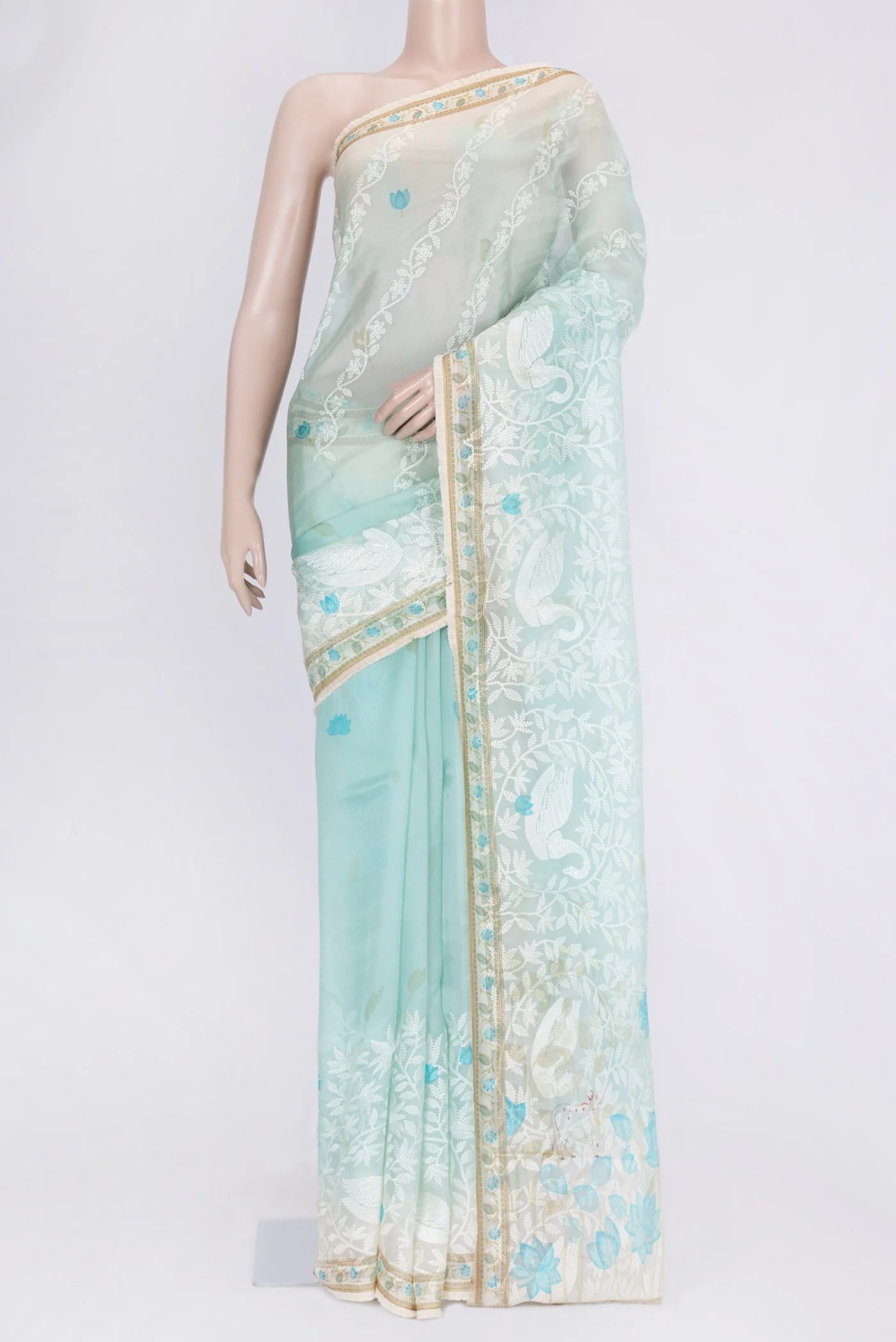 Light Blue Organza Silk Saree