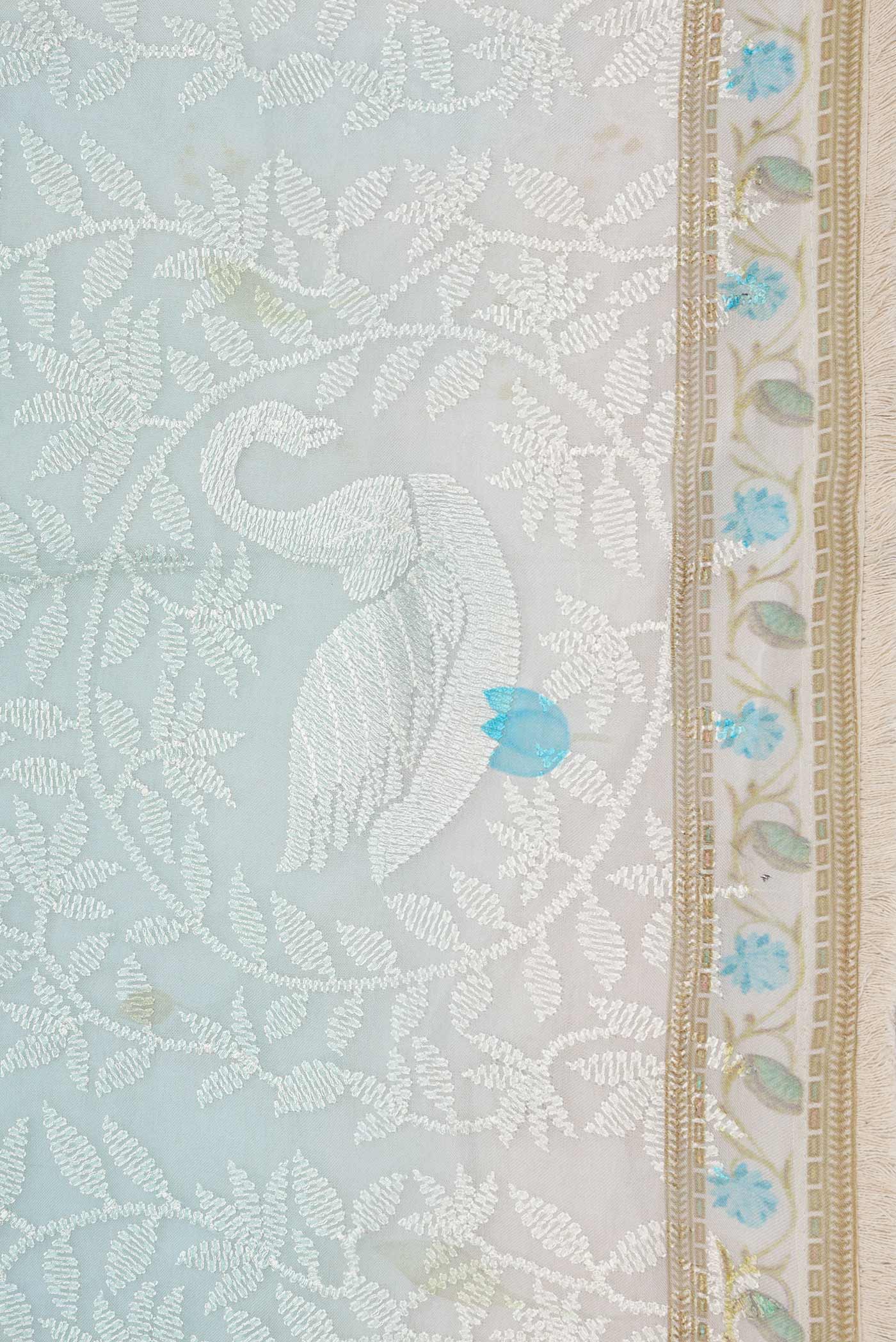 Light Blue Organza Silk Saree - Image 3
