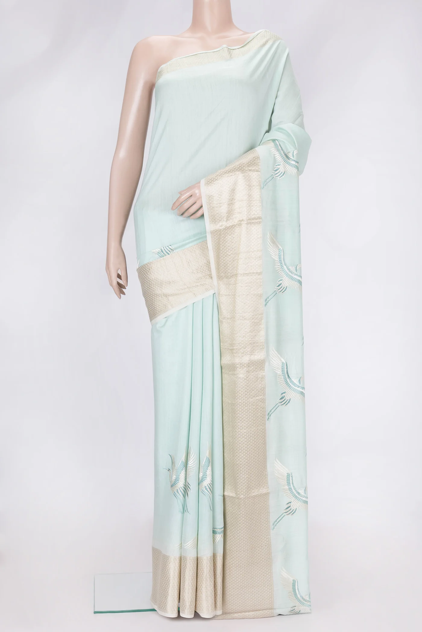 Light Blue Tussar Silk Saree