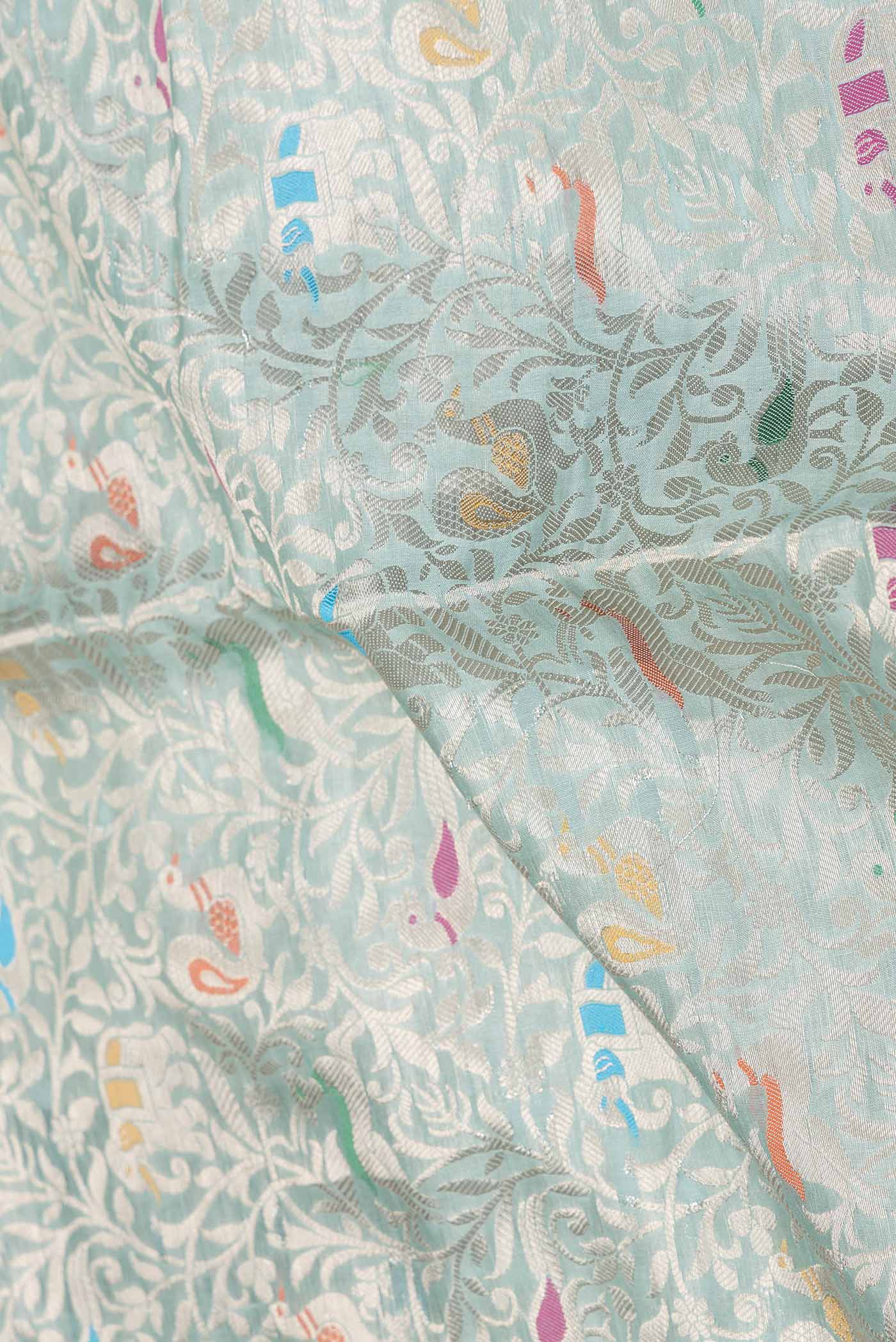 Light Blue Dual Tone Tussar Silk Saree - Image 2