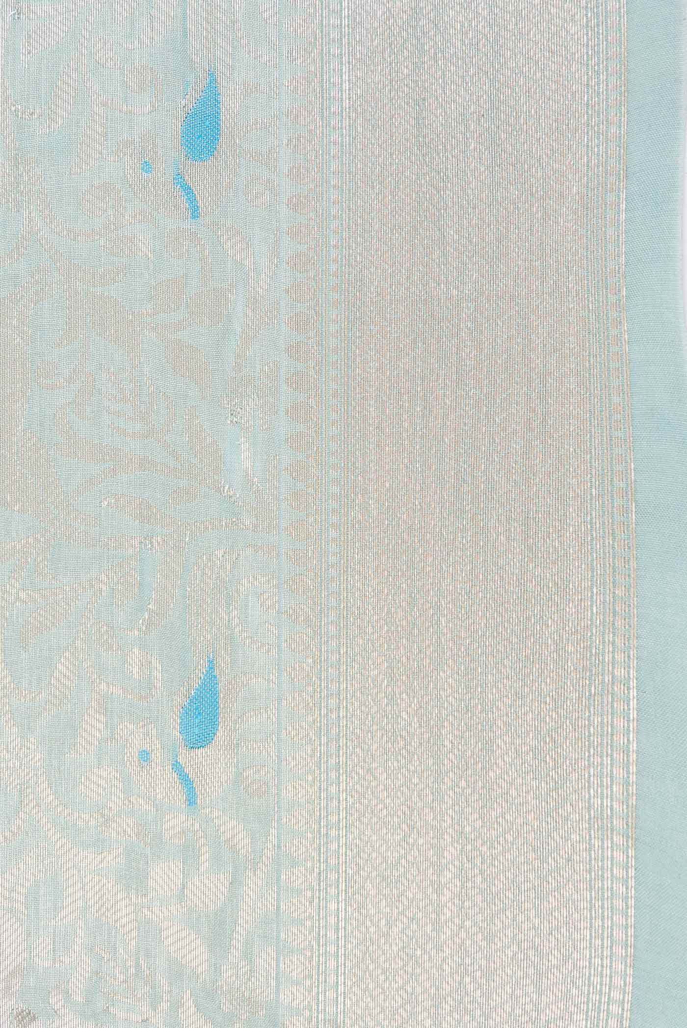 Light Blue Dual Tone Tussar Silk Saree - Image 3
