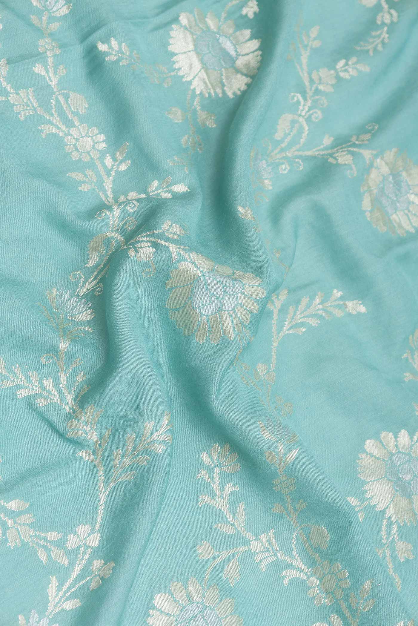Light Blue Dual Tone Tussar Silk Saree - Image 2