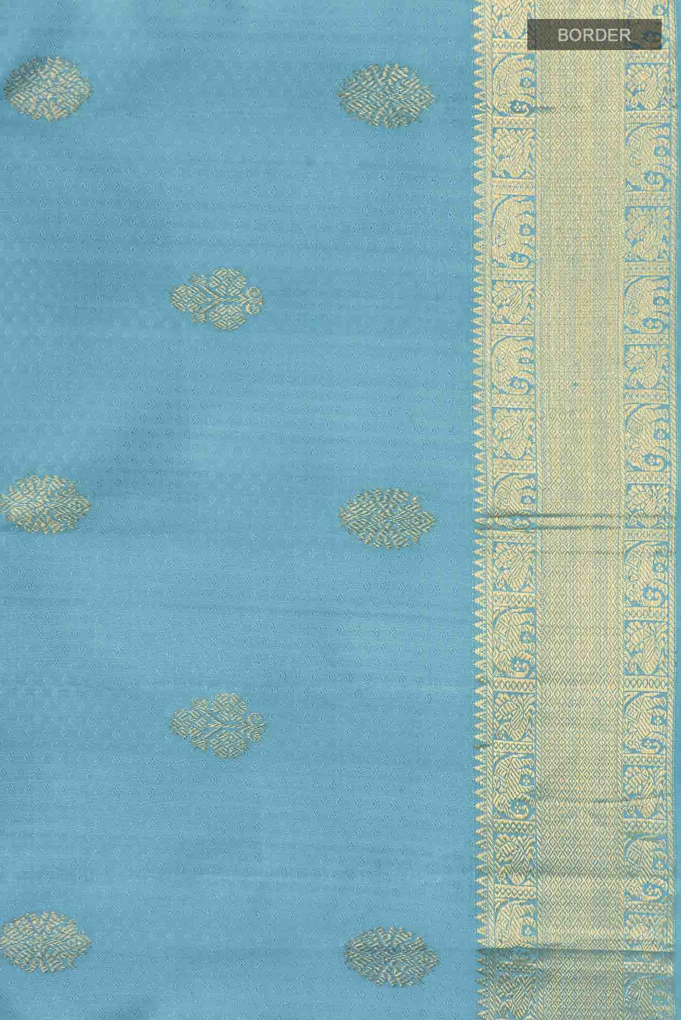 Light Blue Kanchipuram Silk Saree - Image 3