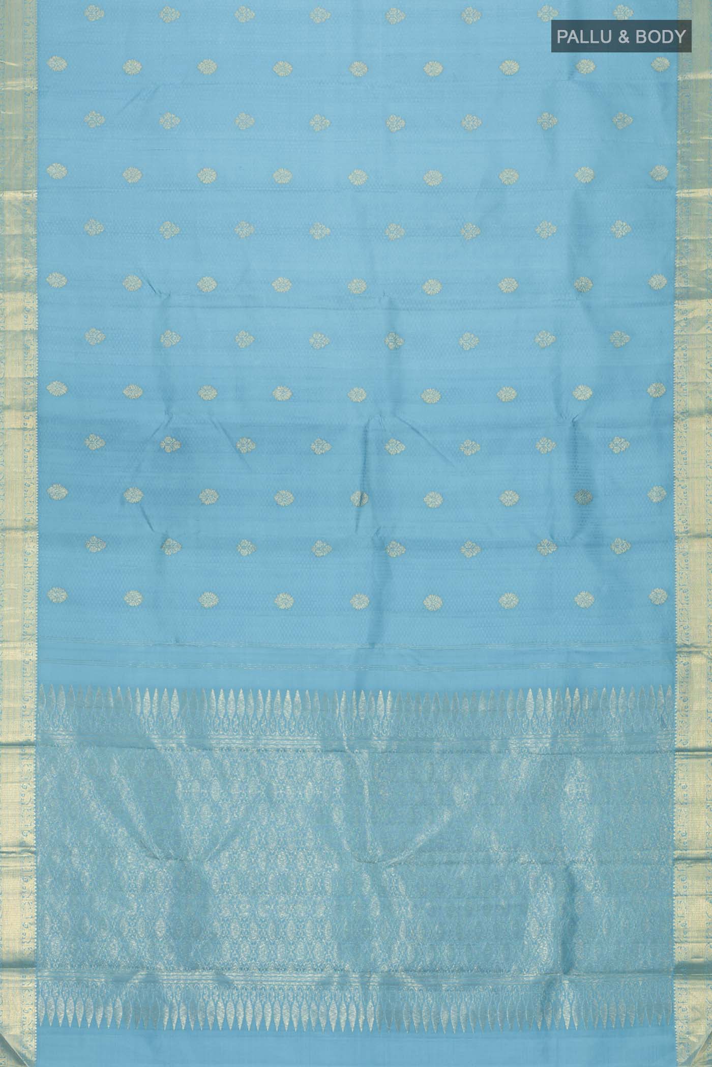 Light Blue Kanchipuram Silk Saree - Image 6