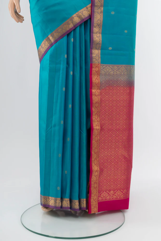 Blue Kanchipuram Silk Saree - Image 3