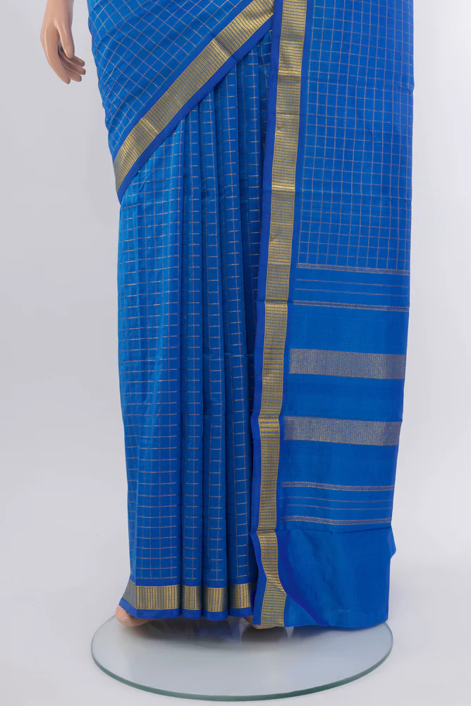 Blue Kanchipuram Silk Saree - Image 3