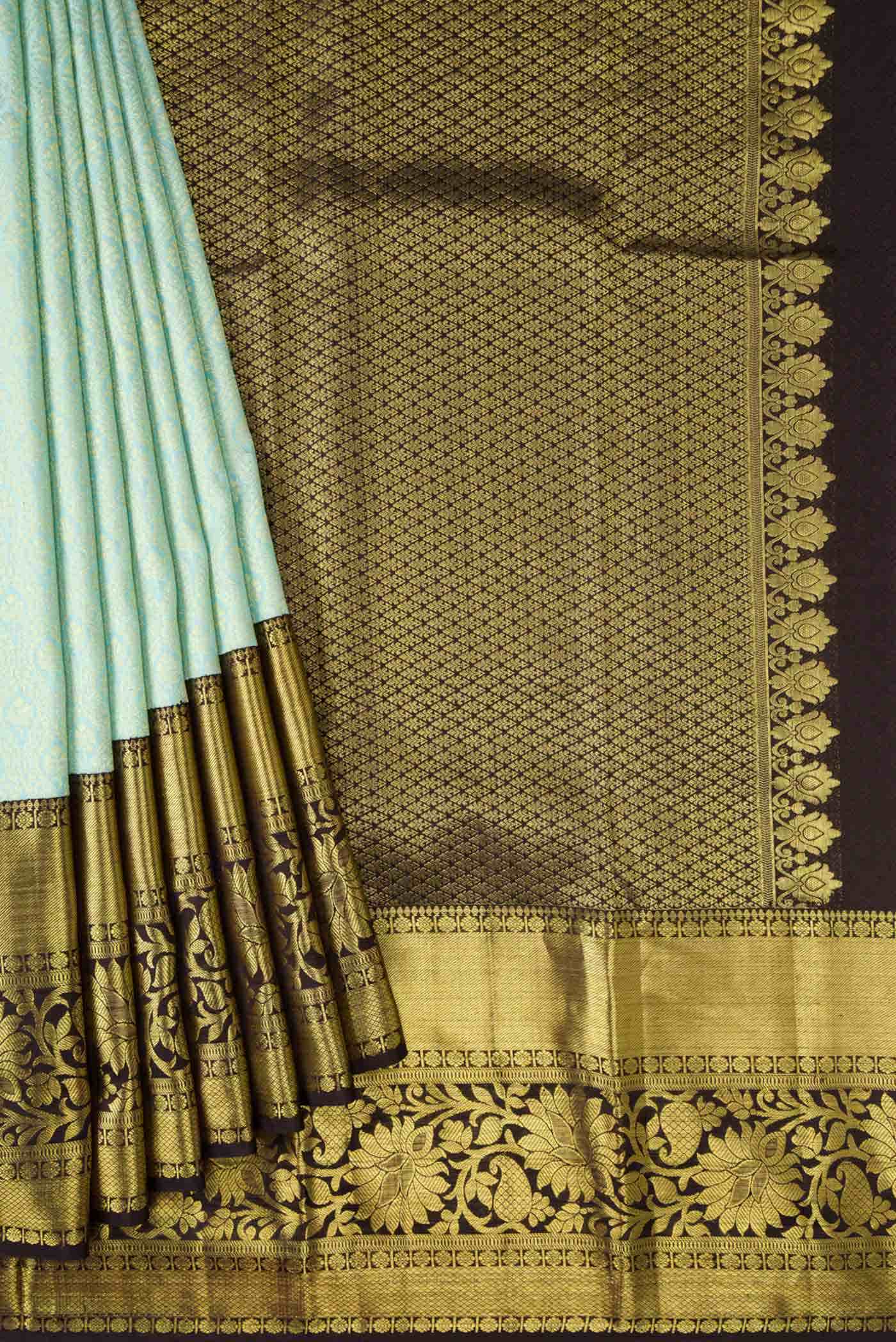 Light Blue Kanchipuram Silk Saree - Image 4
