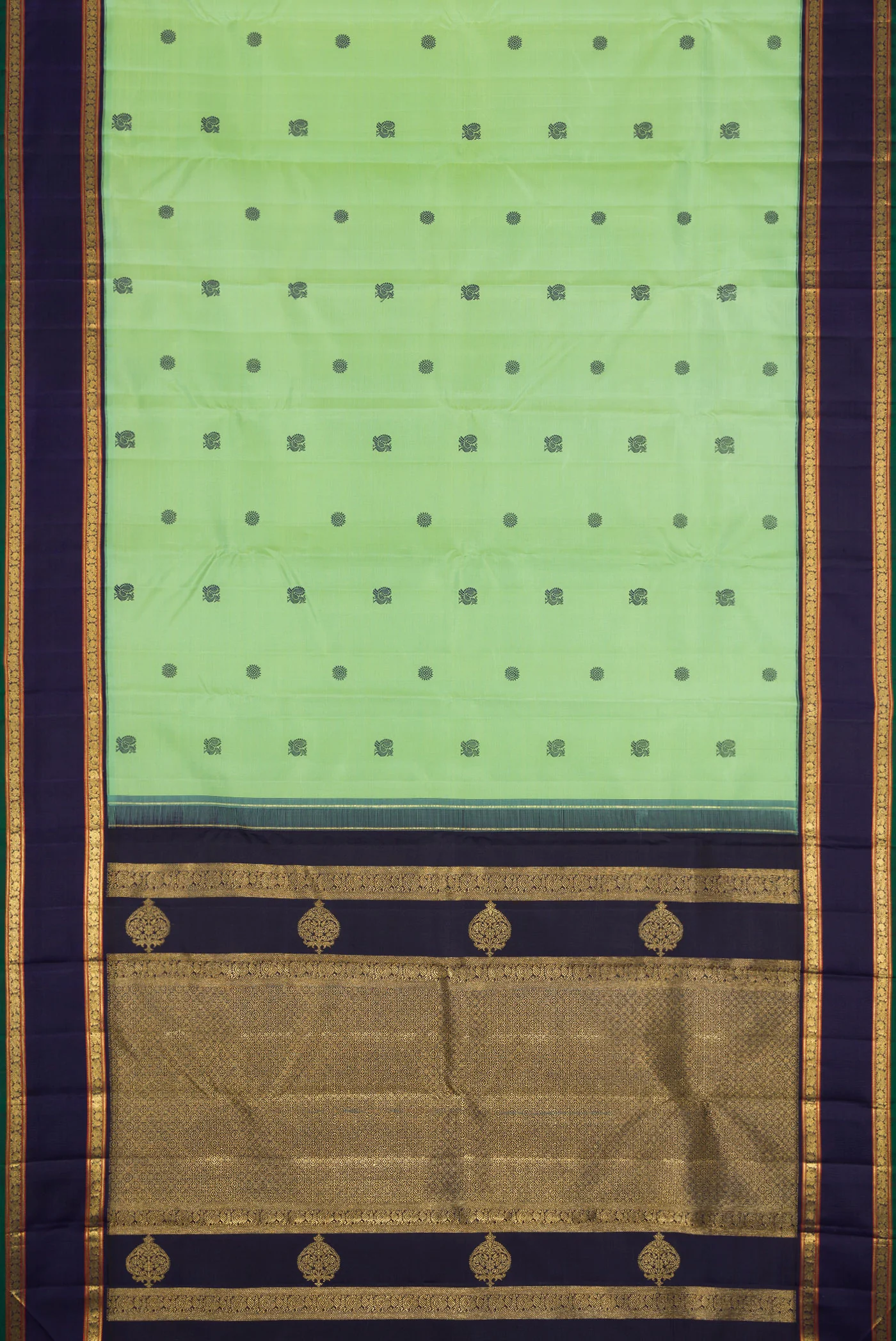 Pure Silk Pure Zari Light Blue Kanchipuram Saree - Image 6