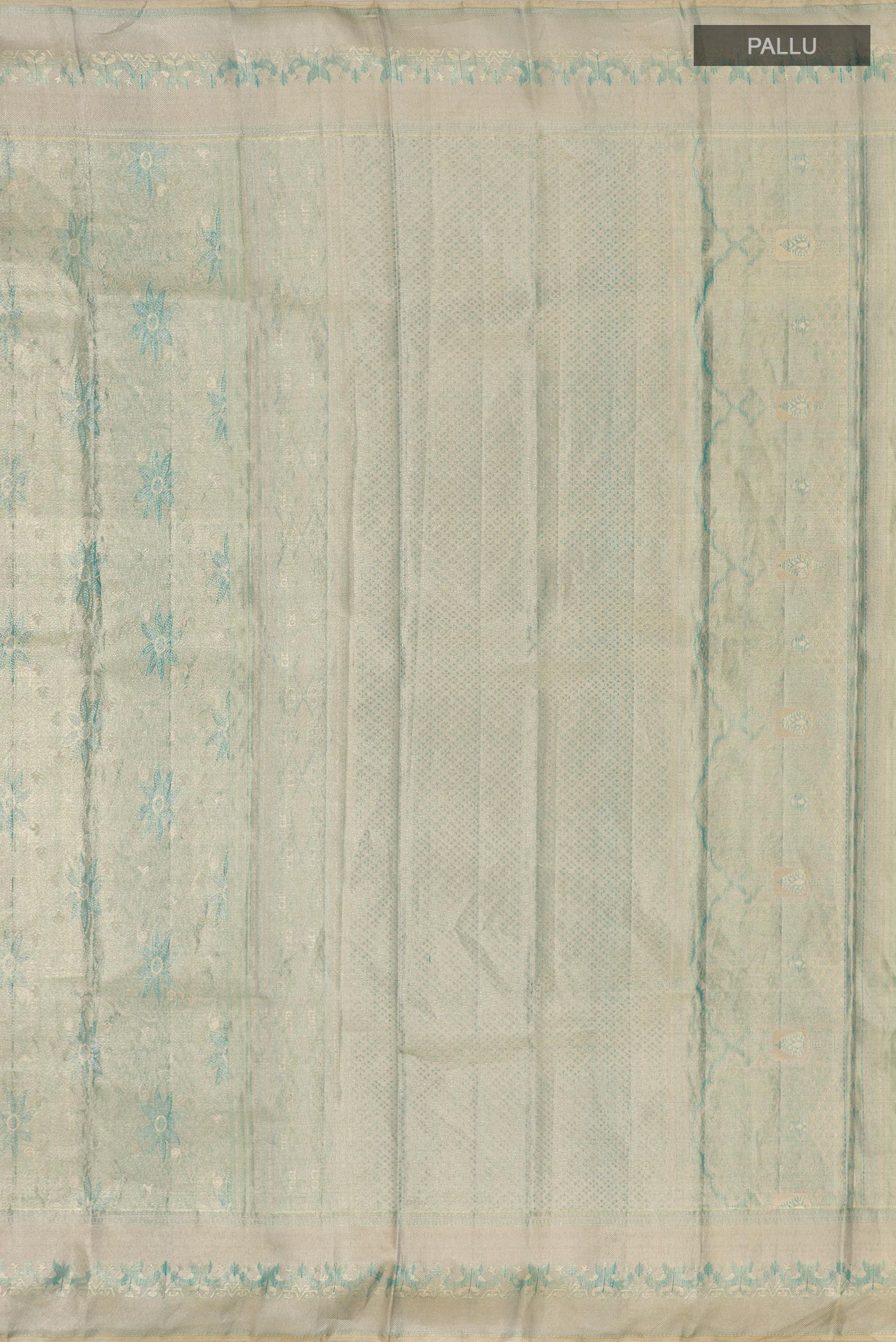 Light Blue with Gold Color Kanjivaram Tissue Silk Saree - Image 6