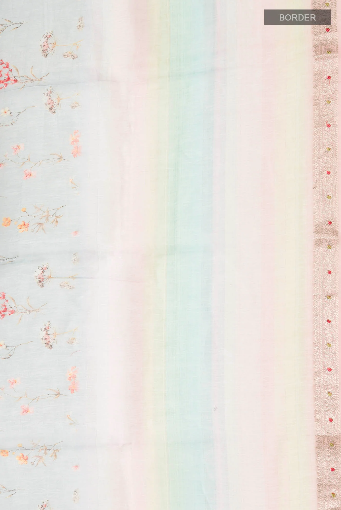 Light Blue Linen Cotton Saree - Image 3