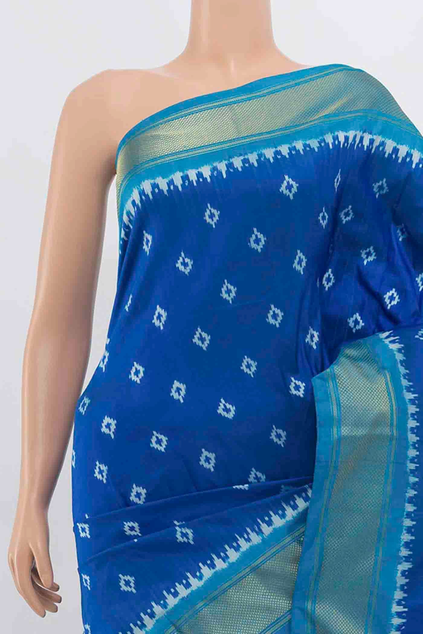 Blue Pochampally Silk Saree - Image 2