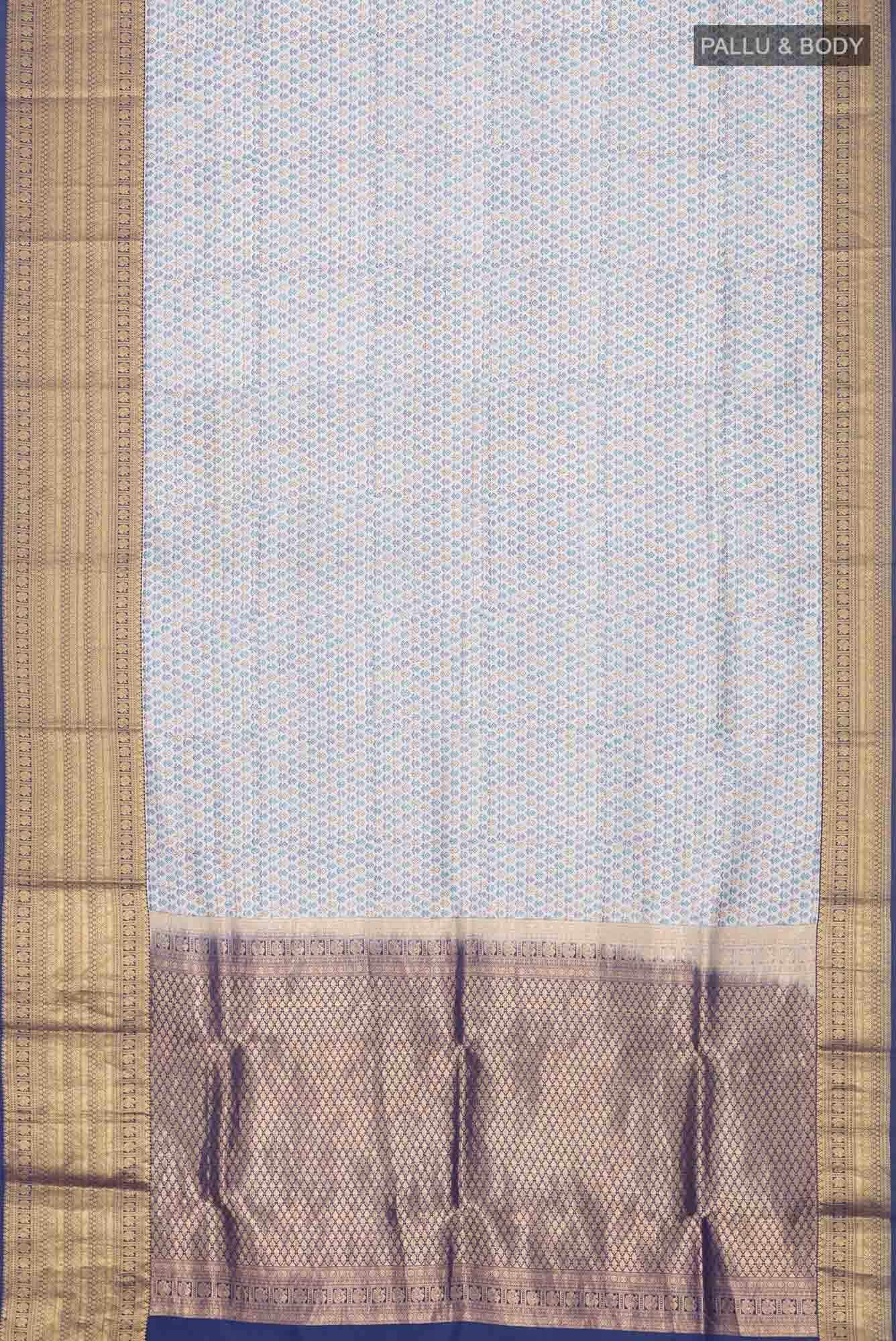 Light Blue Printed Silk Saree - Image 4
