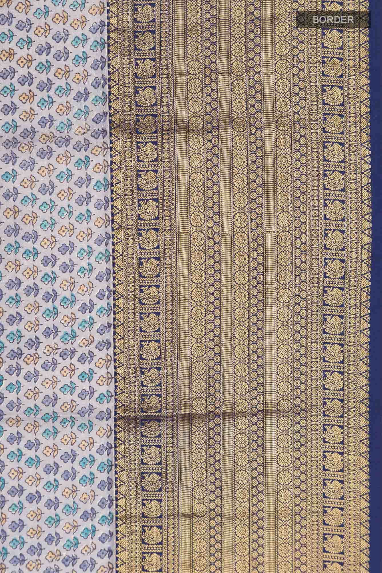 Light Blue Printed Silk Saree - Image 5