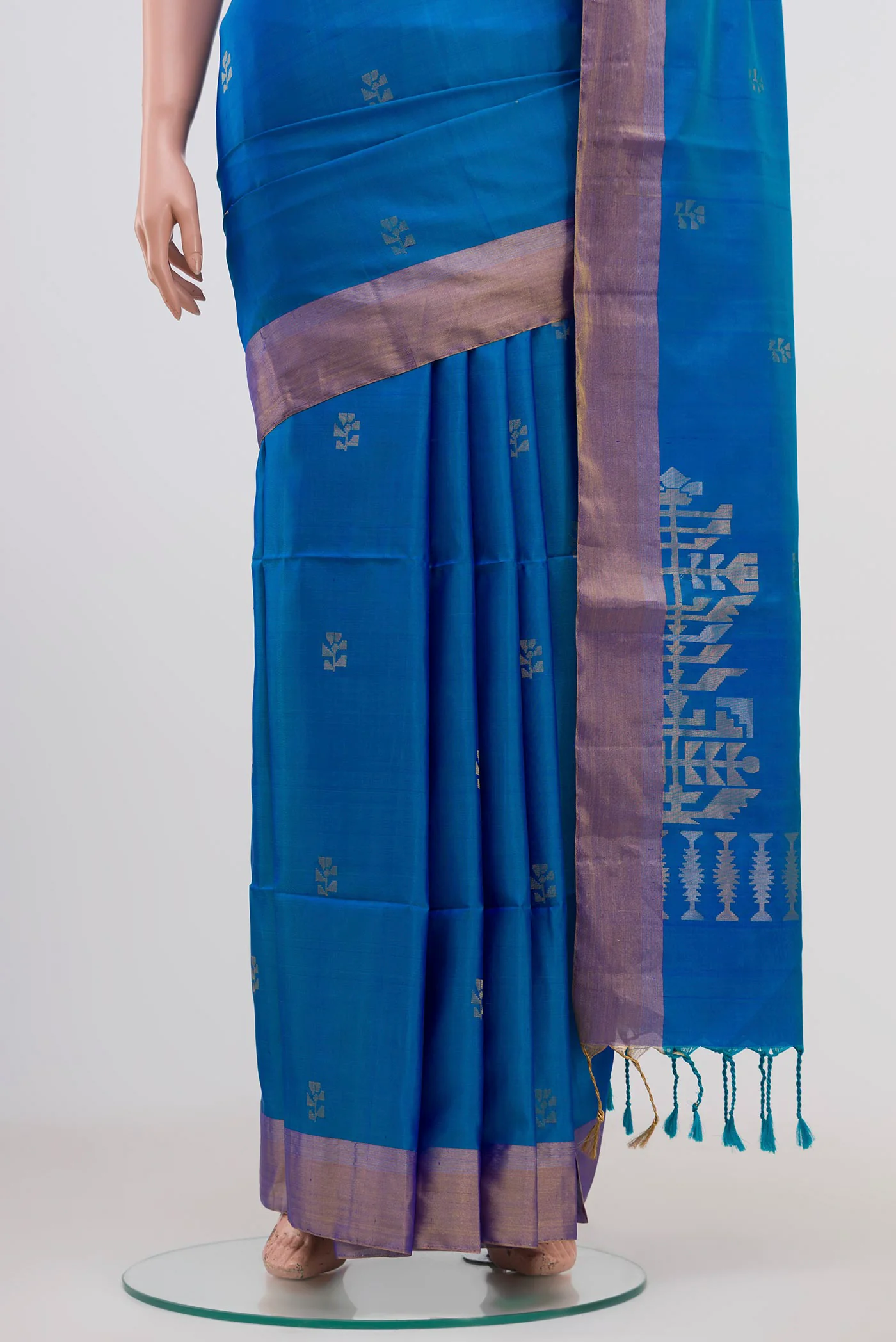 Blue Soft Silk Saree - Image 3