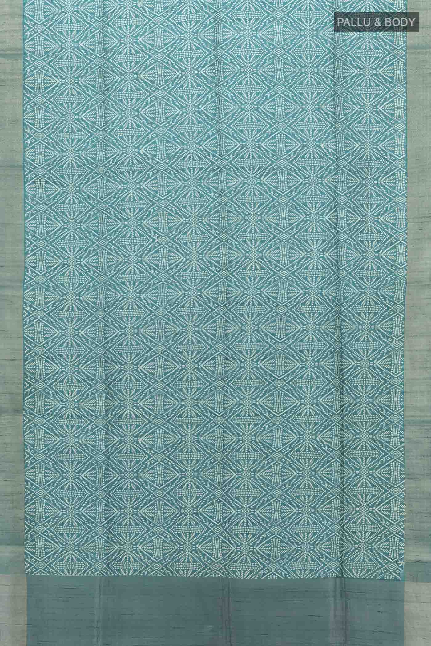 Blue Tussar Silk Saree - Image 5