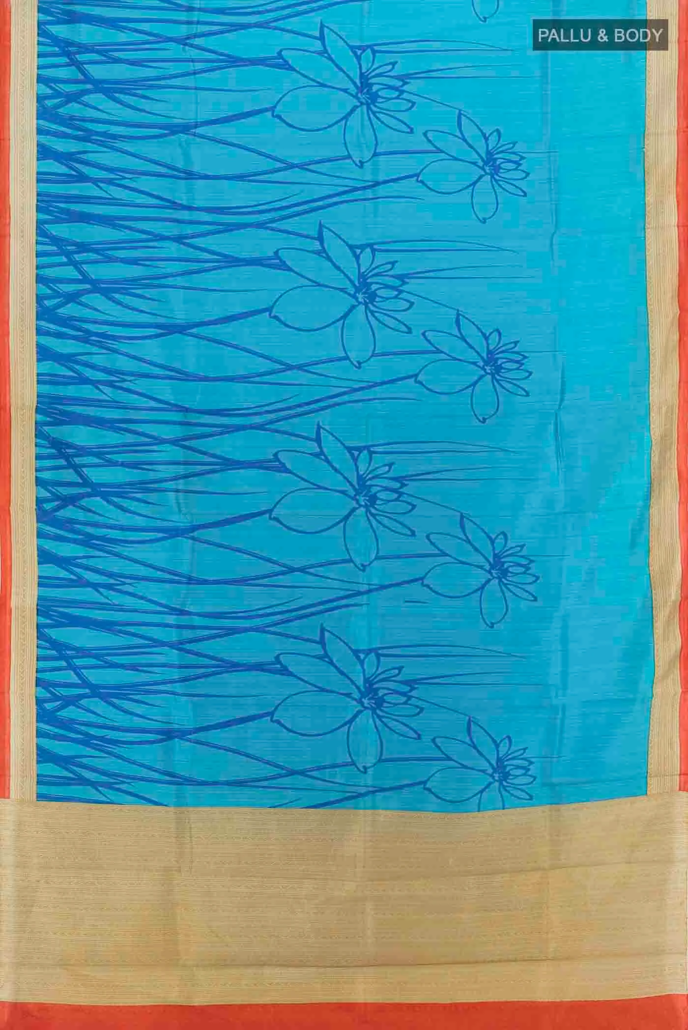 Light Blue Tussar Silk Saree - Image 5