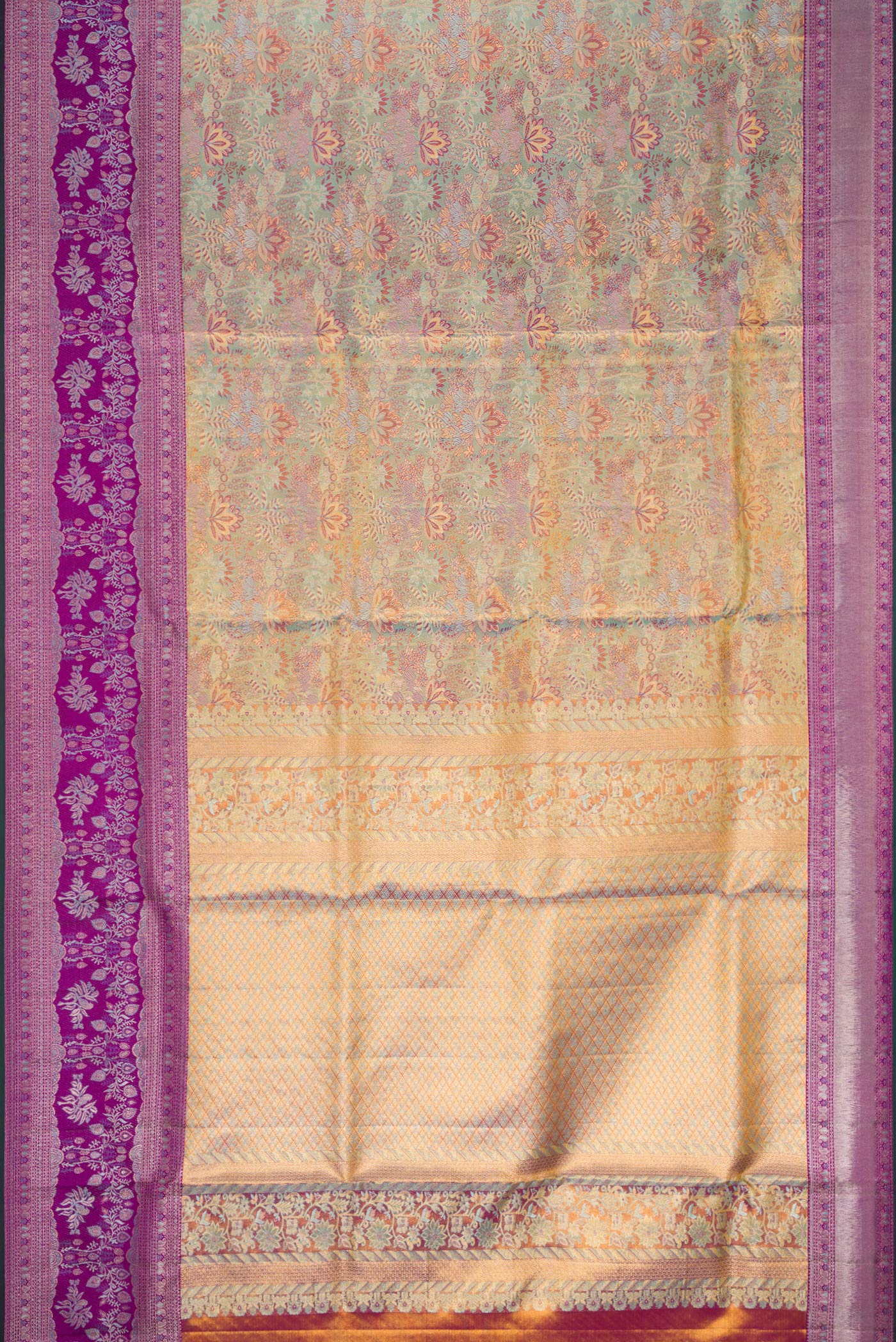 Light Blue with Gold Color Kanjivaram Tissue Silk Saree - Image 6