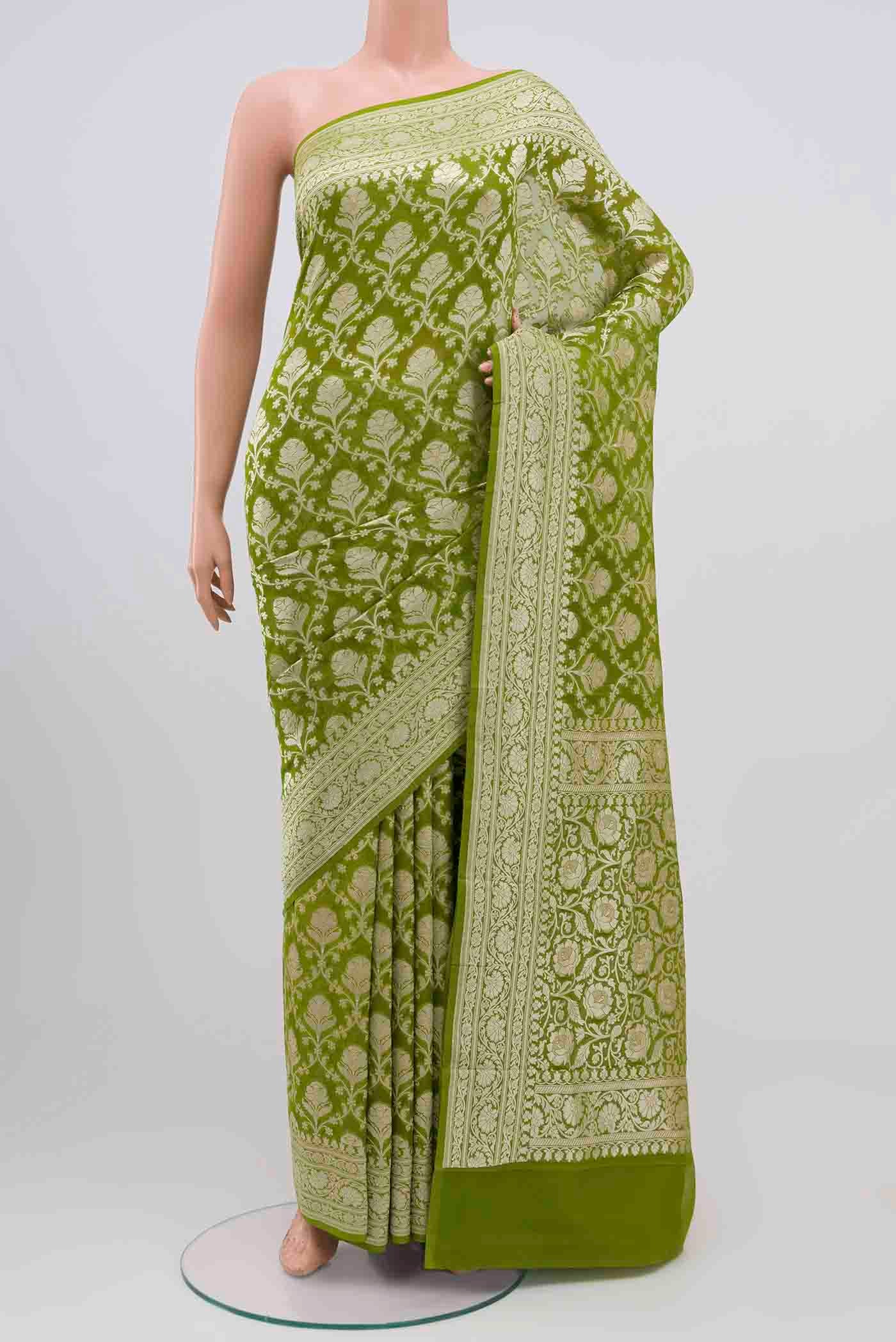 Acid Green Banarasi Georgette Saree