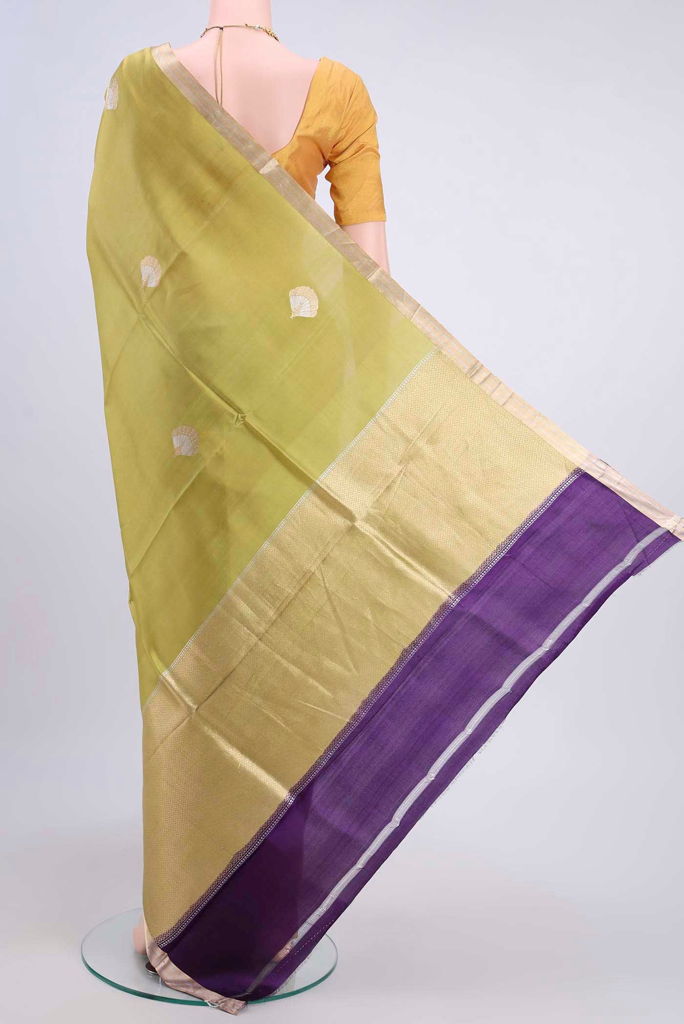Light Green Banarasi Katan Silk Saree - Image 3