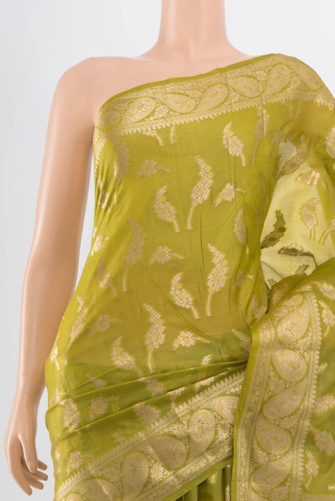 Light Green Banarasi Tussar Silk Saree - Image 2